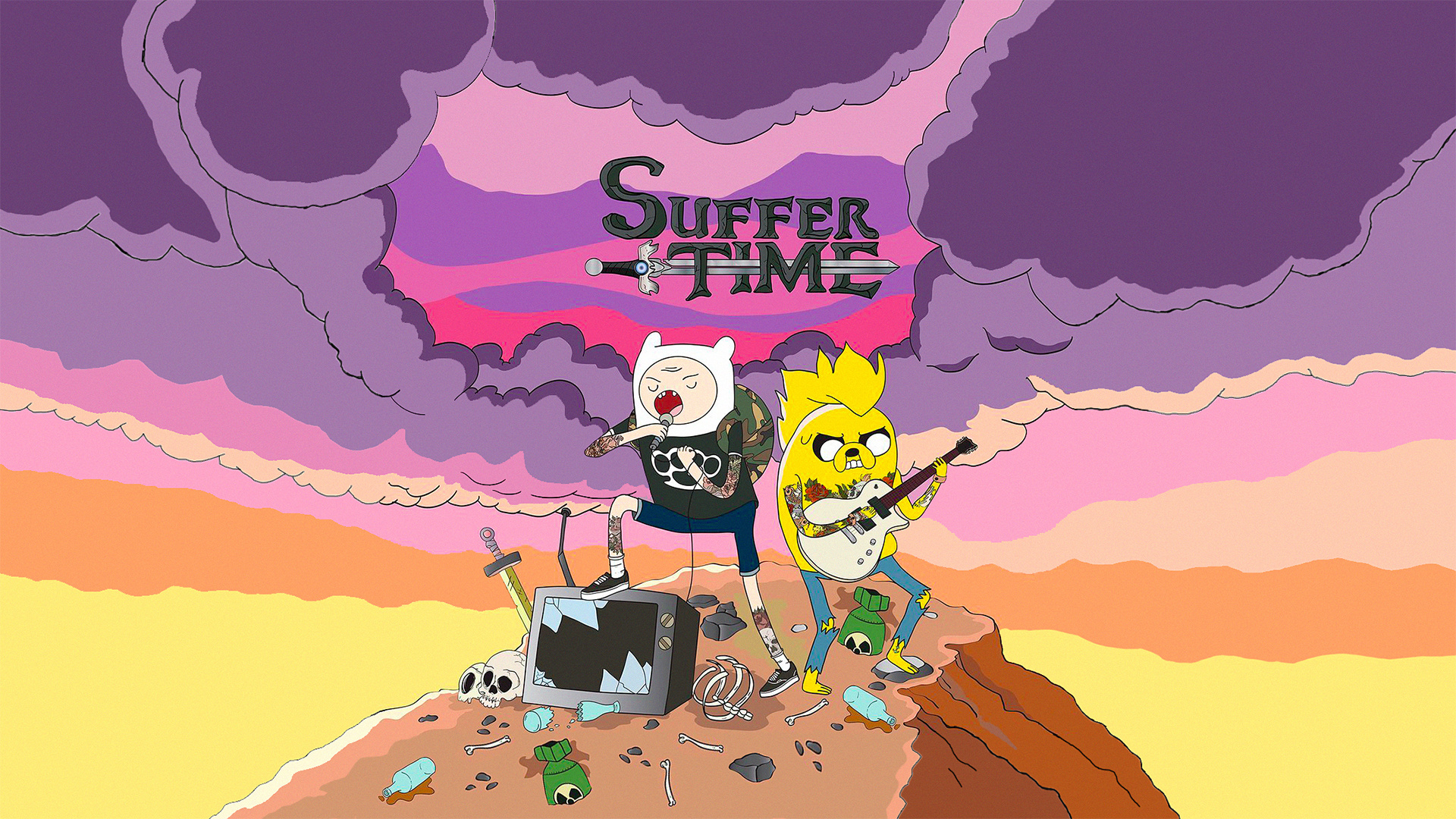 Finn and Jake, Punk rock Jake, Adventure time Finn, Pop punk wallpaper, 1920x1080 Full HD Desktop