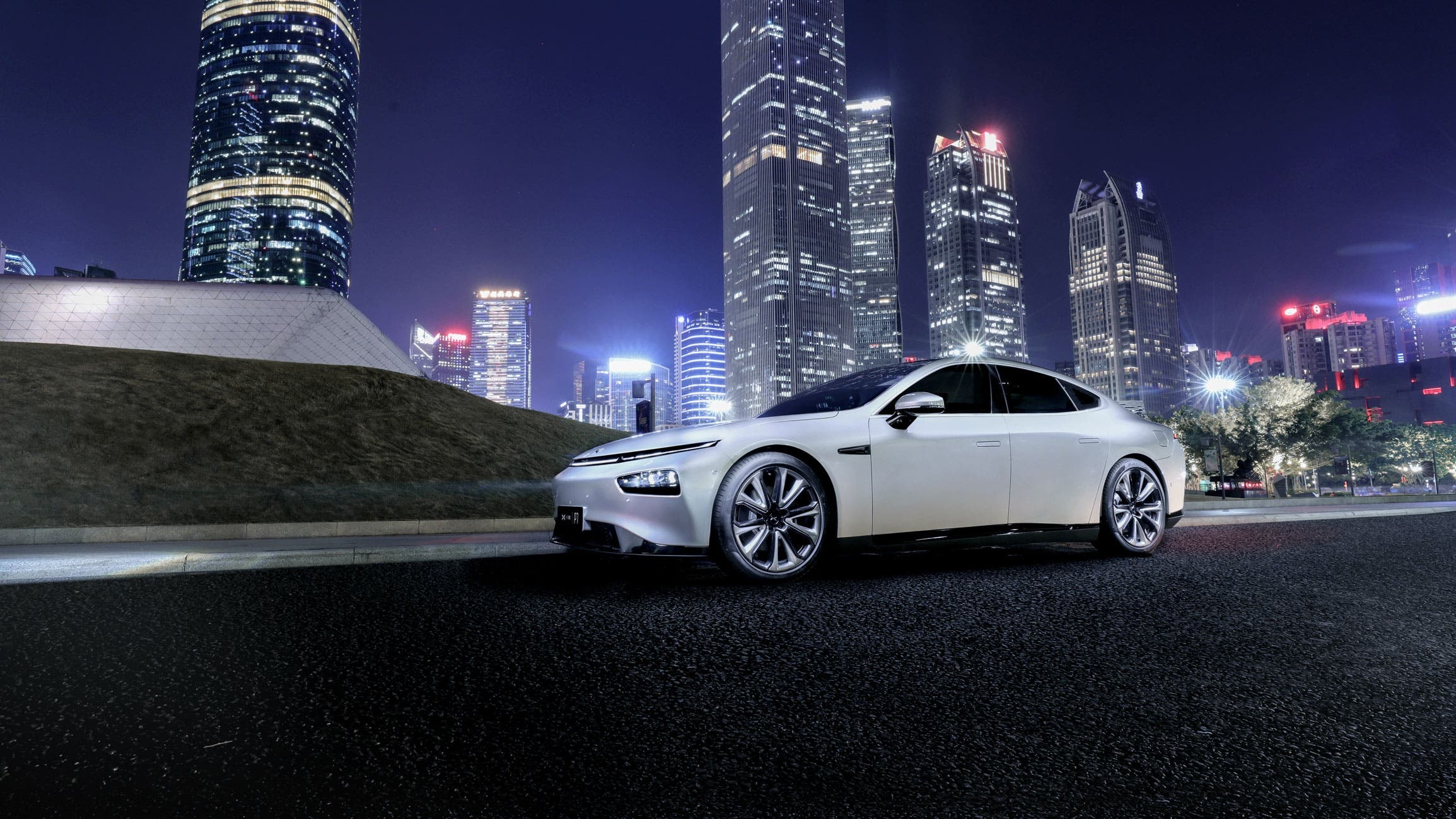 City, XPeng P7 Sedan Wallpaper, 2310x1300 HD Desktop