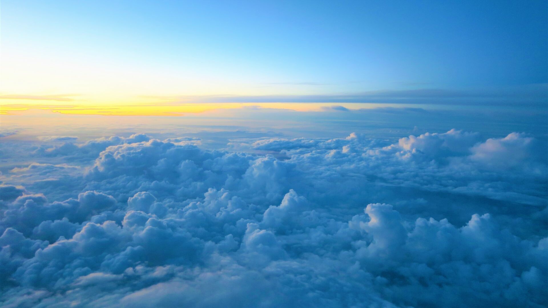 Sunset sky and sea of clouds, Breathtaking scenery, Majestic view, Tranquil ambiance, 1920x1080 Full HD Desktop