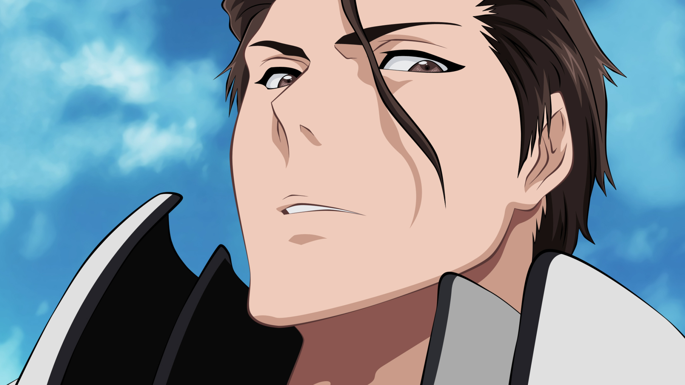 Sosuke Aizen, Bleach anime, blue cloudy sky, HD Desktop wallpaper