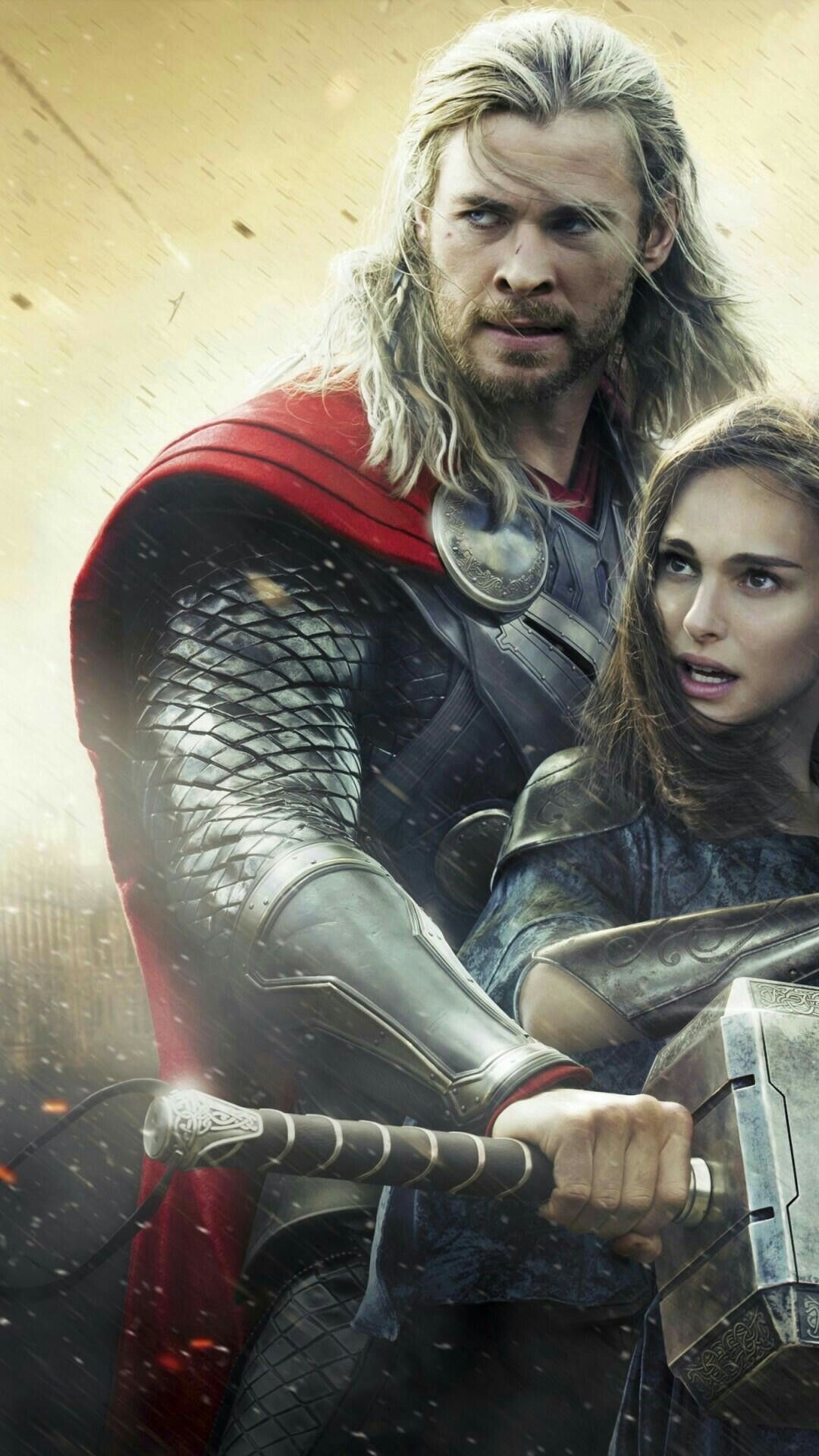 Chris Hemsworth, Thor and Jane, Marvel vs DC, Dynamic duo, 1080x1920 Full HD Phone