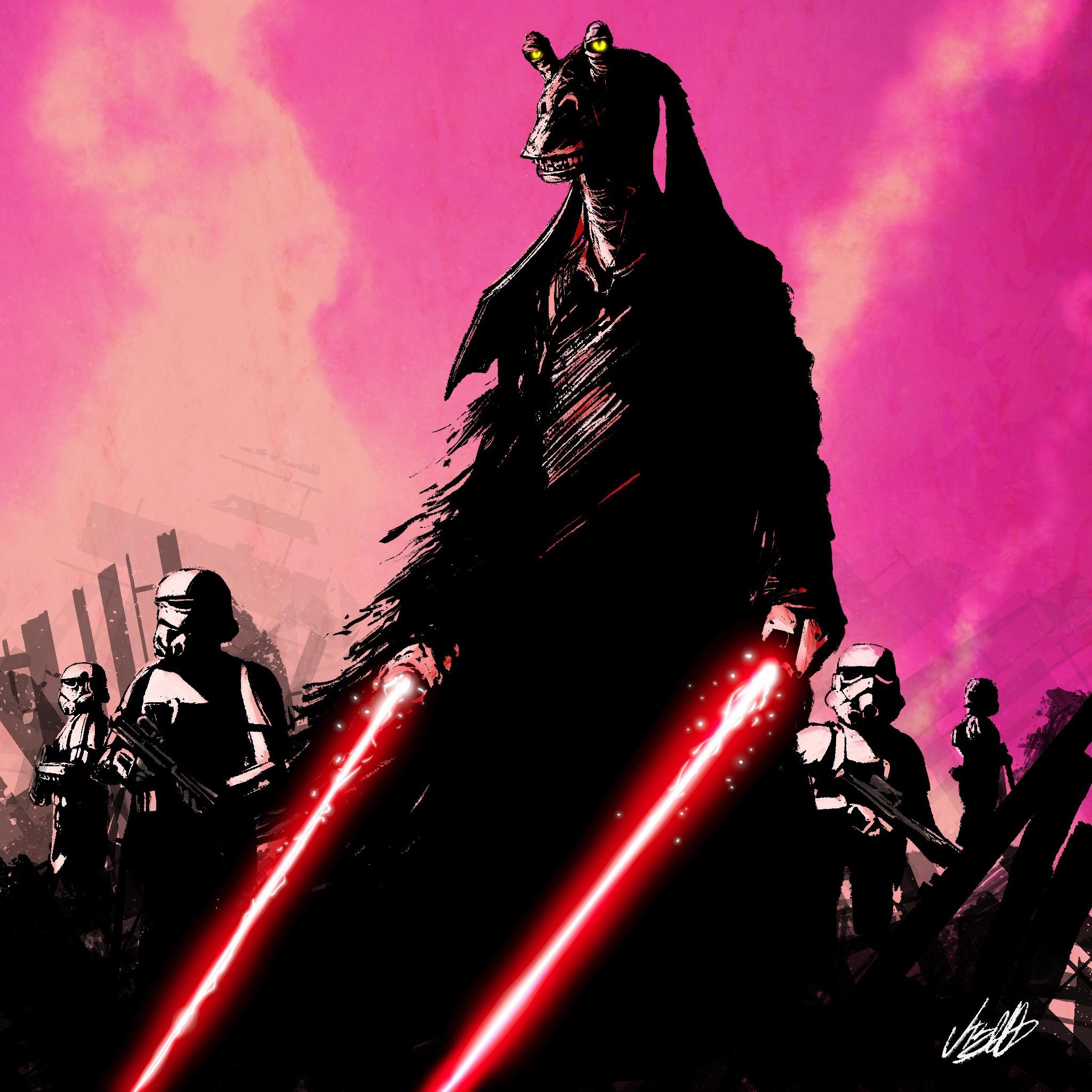 Credit to uvicbwolf, Darth Jar Jar artwork, 2050x2050 HD Phone