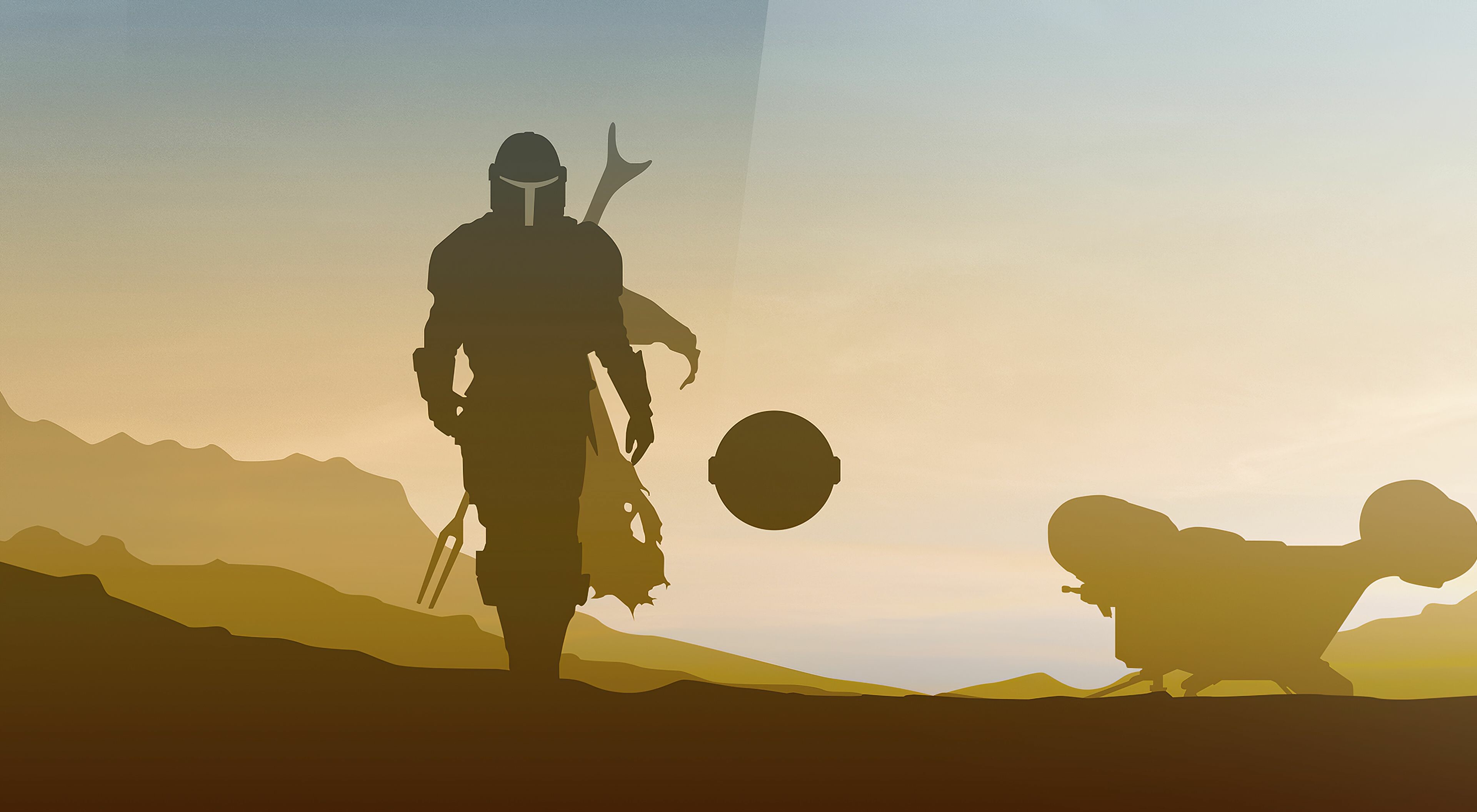 Star Wars The Mandalorian minimalist, PC desktop, Artistic wallpaper, Iconic franchise, 3840x2120 HD Desktop