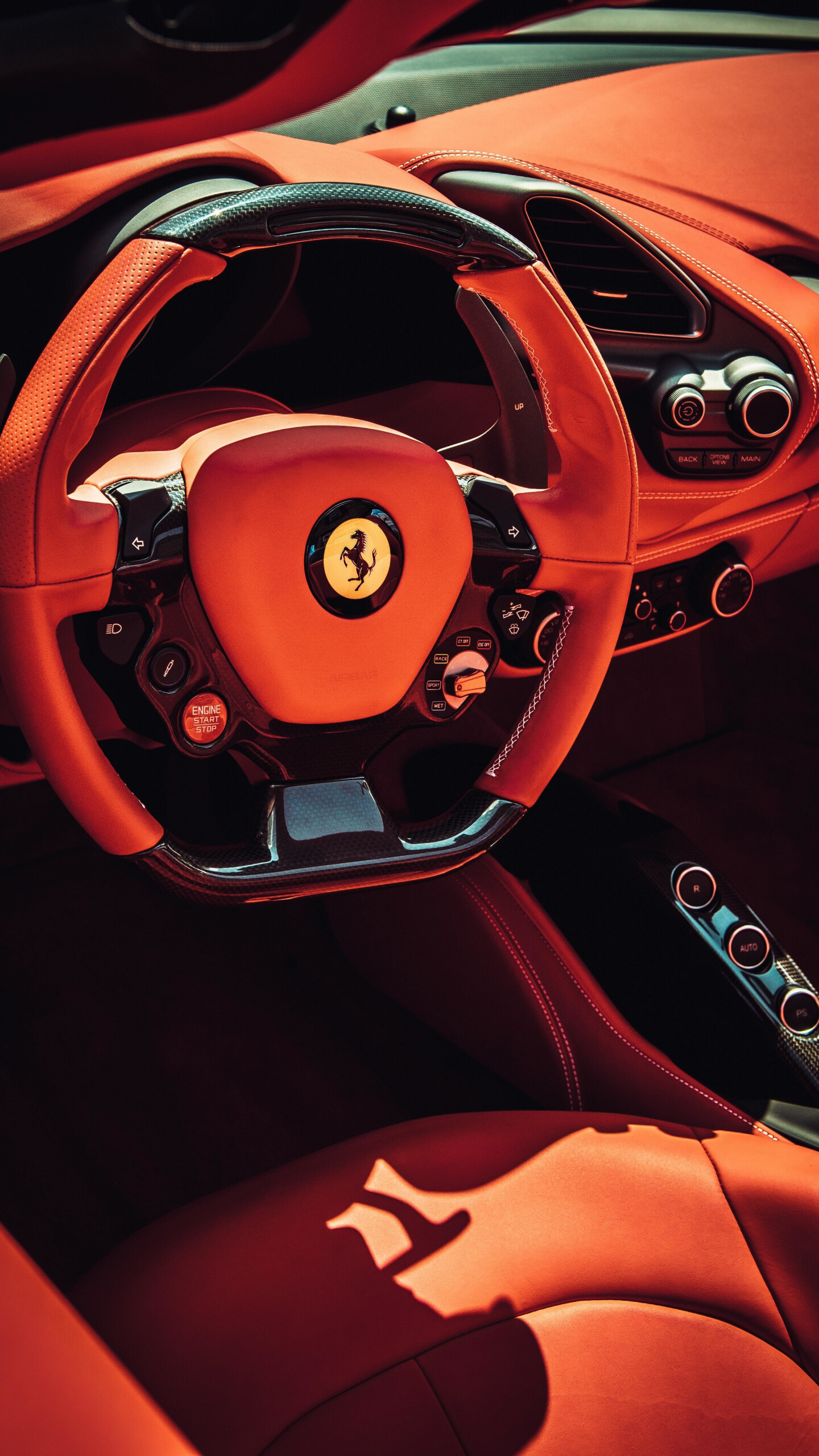 Ferrari car steering interior wallpaper, QHD Samsung Galaxy, 1440x2560 HD Phone