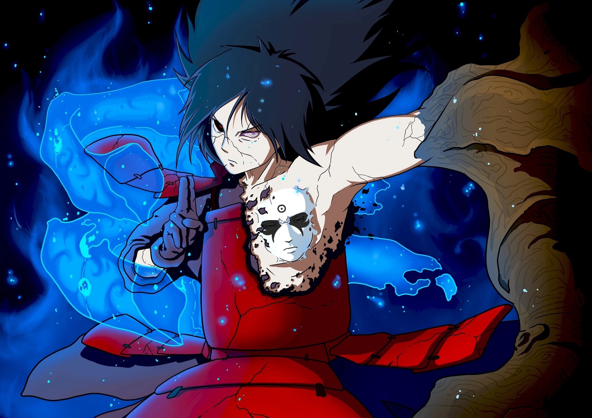 Edo Tensei Madara Uchiha, Hashirama Senju chest face, Wood Release technique, HD Desktop wallpaper