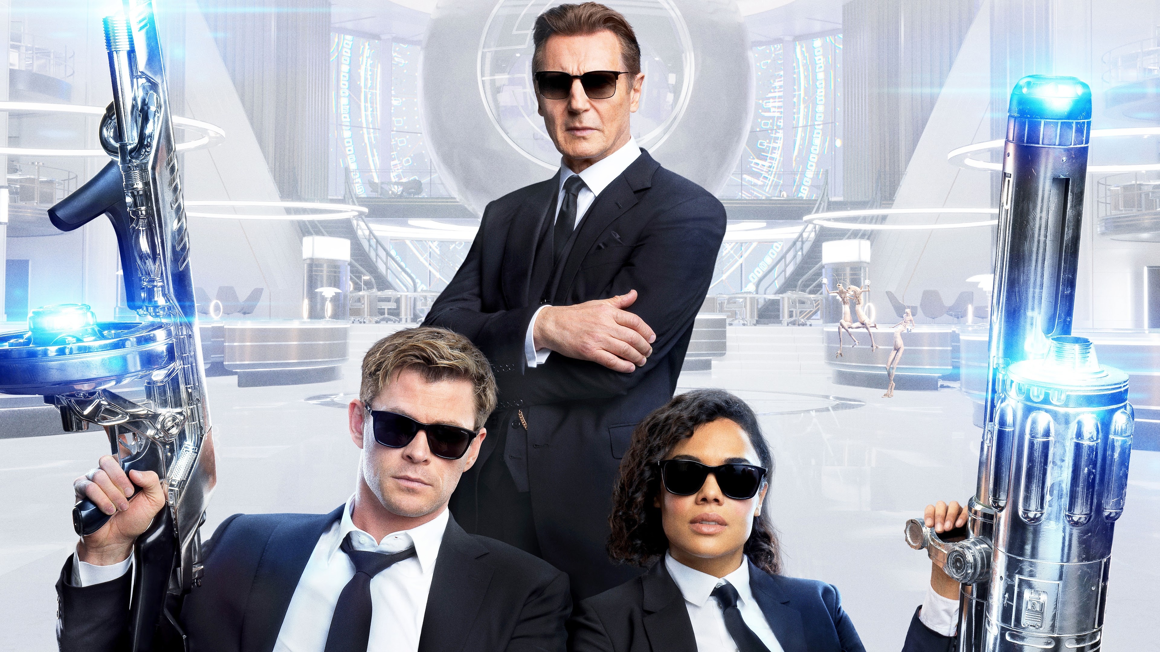 Tessa Thompson, Men in Black, Liam Neeson, Chris Hemsworth, 3840x2160 4K Desktop