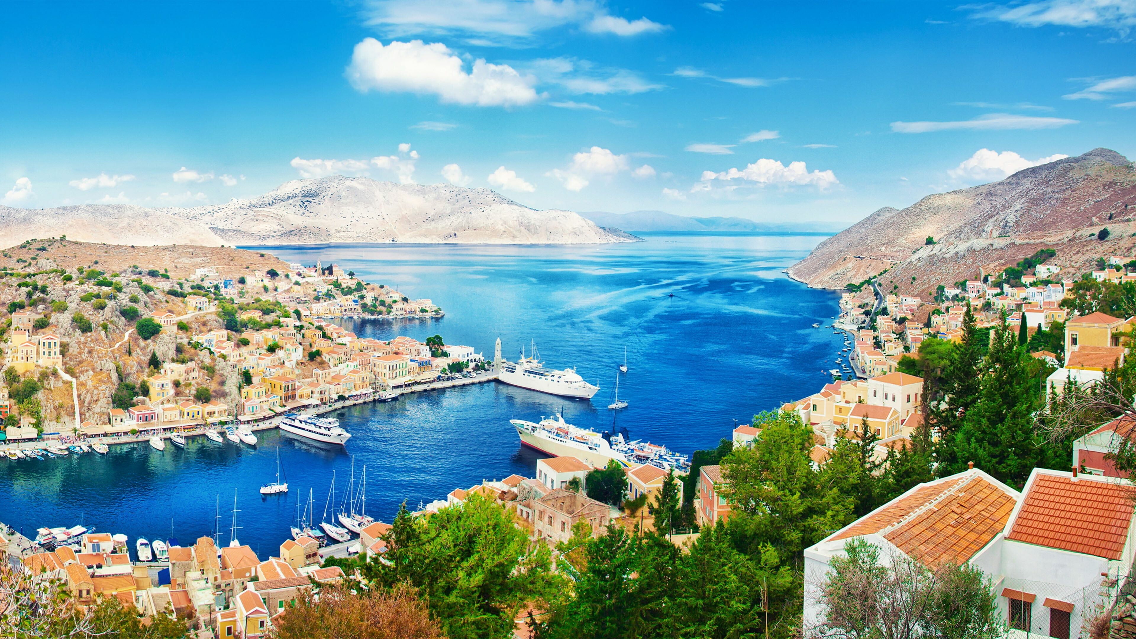 Symi Island, Greece Wallpaper, 3840x2160 4K Desktop