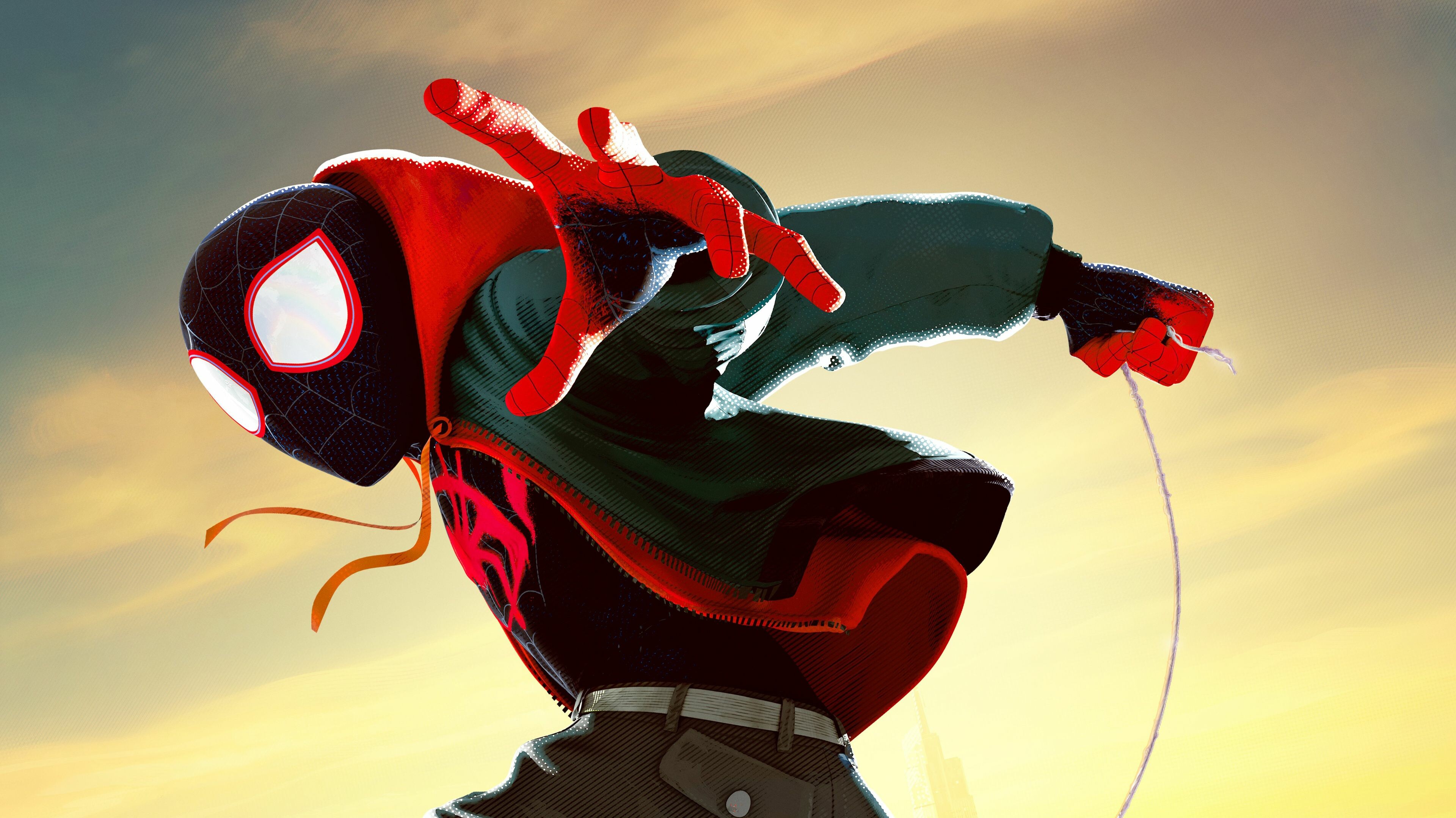 Animated Spiderman, Spider-Verse wallpaper, Vibrant colours, Artistic style, 3840x2160 4K Desktop