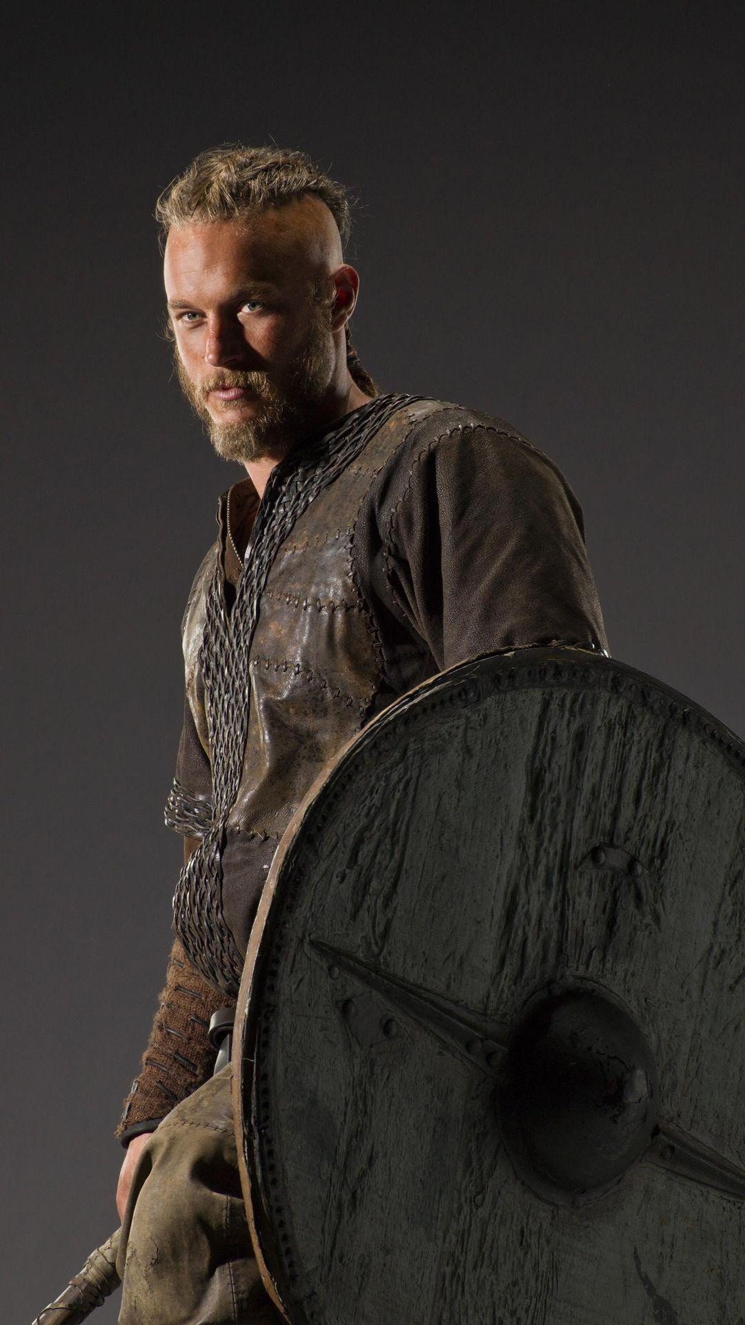 Ragnar Lothbrok, Travis Fimmel, Viking round shield, Full HD Phone wallpaper