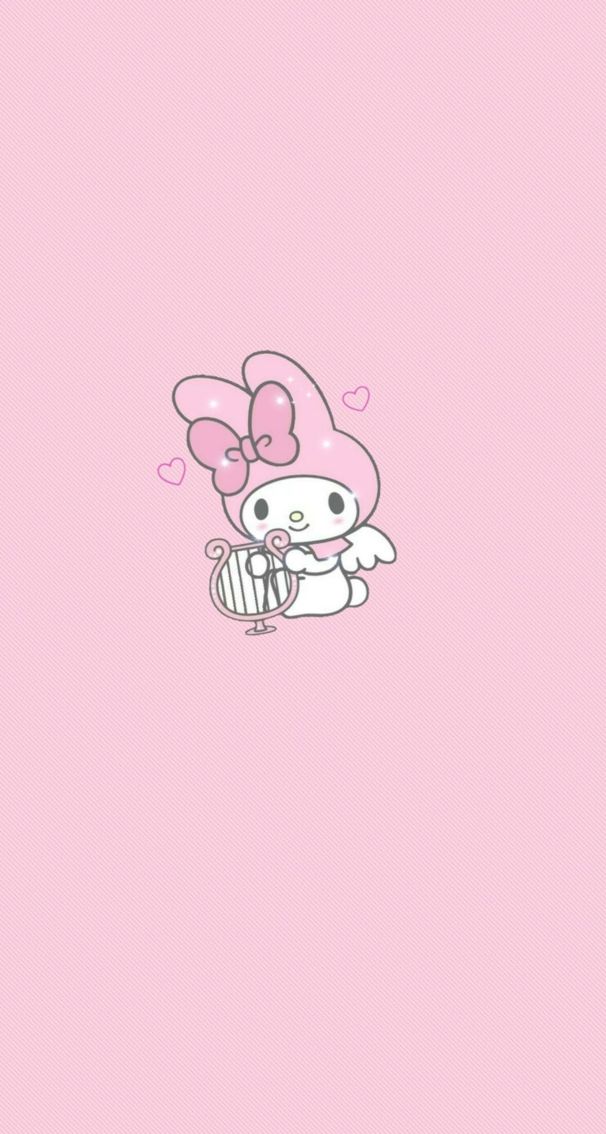 angel My Melody, pink miniature harp, pastel pink striped pattern, HD Phone wallpaper