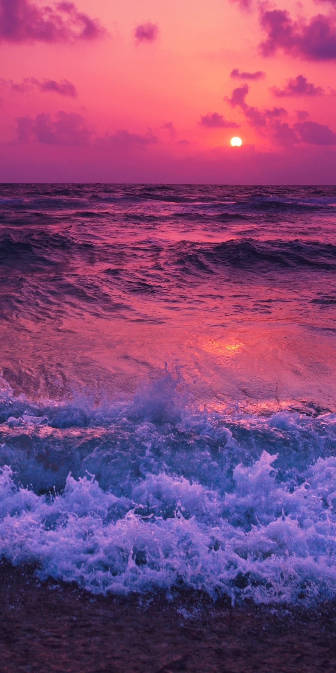 Seascape travels, Sun's descent, Captivating colors, Stunning vista, 1080x2160 HD Phone