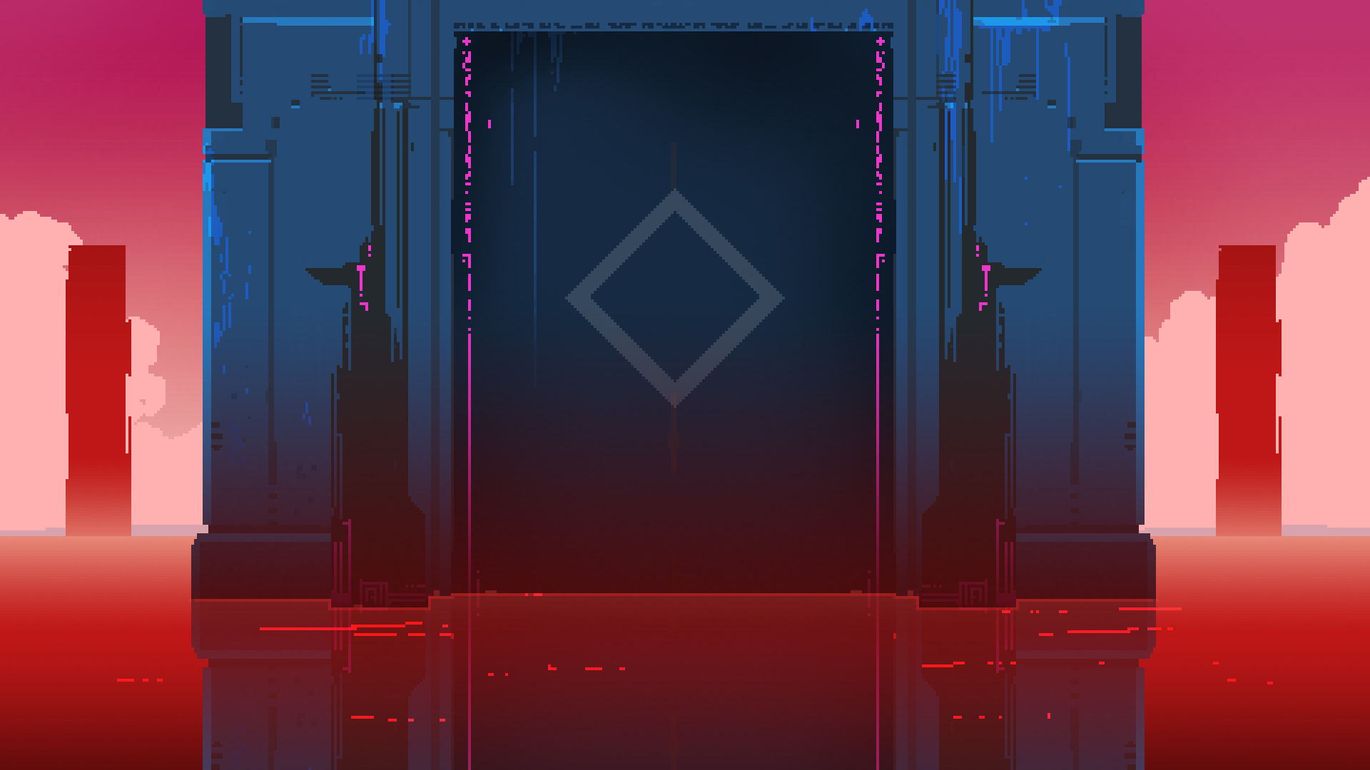 Hyper Light Drifter, Pixelated game design, Enigmatic atmosphere, Artistic desktop wallpaper, 1920x1080 Full HD Desktop