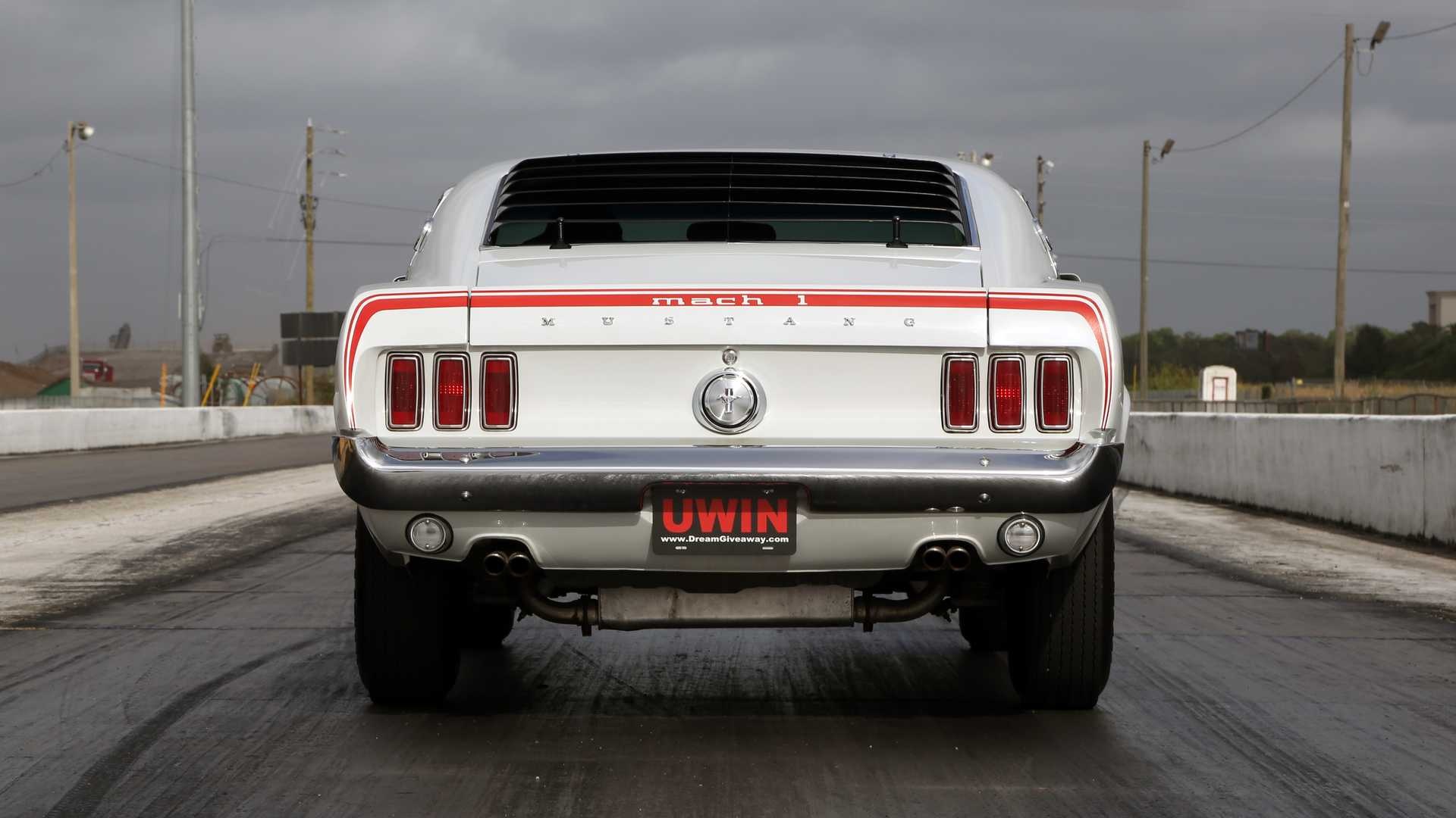1969 Ford Mustang Mach 1, Rear window louvers, Asphalt drag strip, Full HD Desktop wallpaper