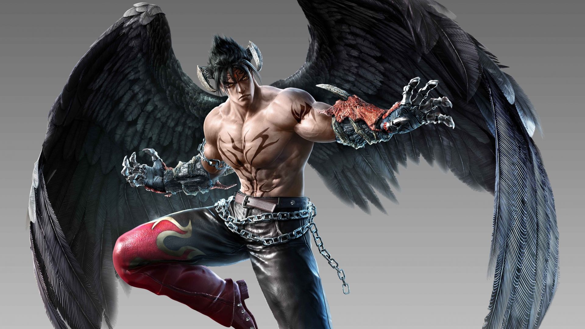 Devil Jin, Tekken 7, black feathered wings, Full HD Desktop wallpaper