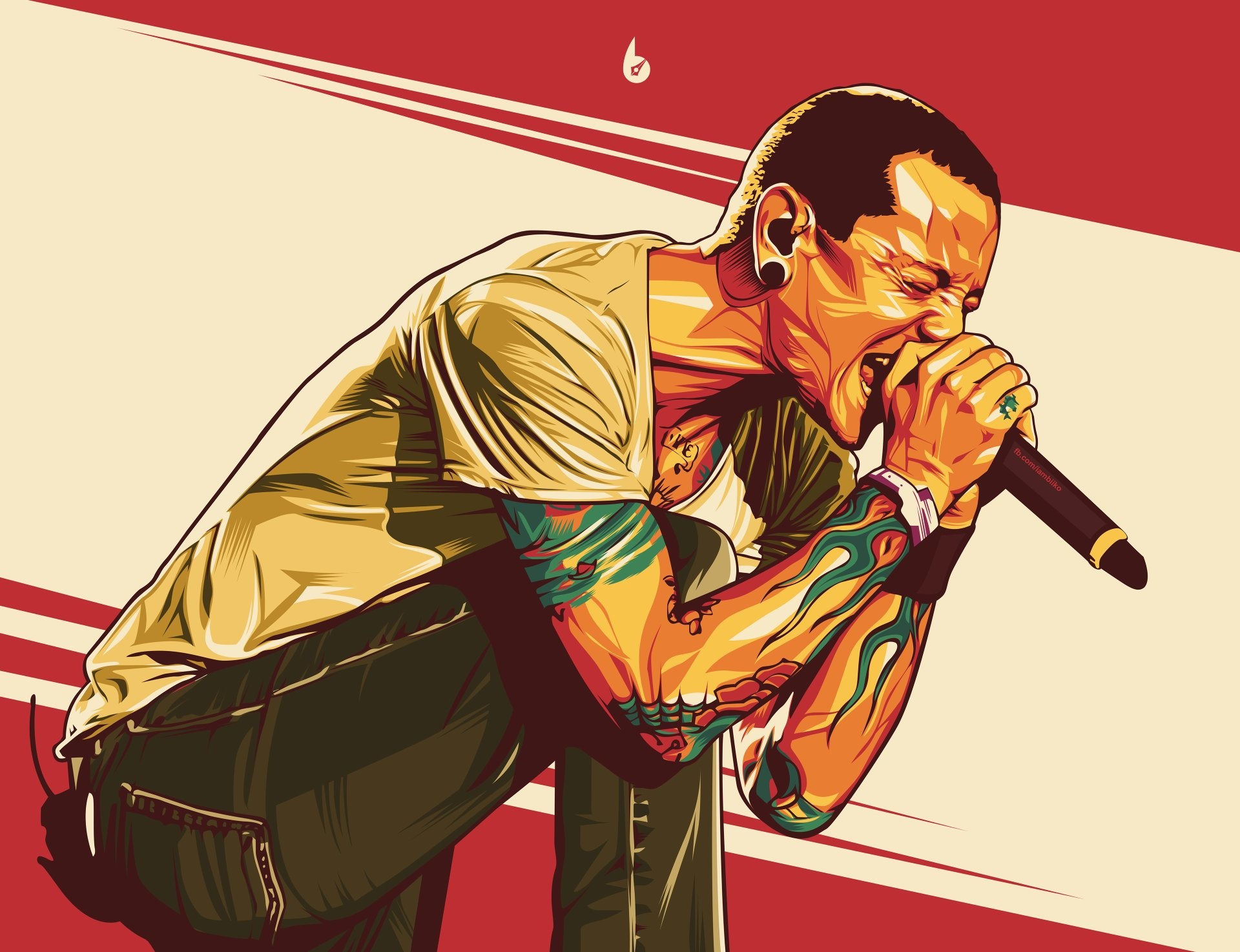 Chester Bennington, Celebs, HD wallpapers, Artistic background, 1920x1480 HD Desktop