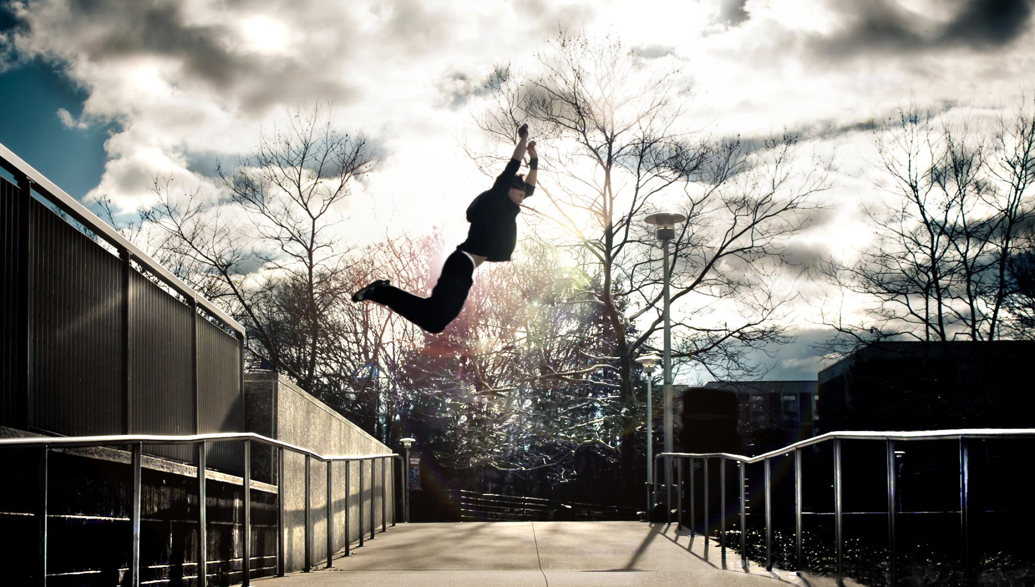 Parkour, Awesome parkour wallpaper, Christopher Tremblay, Acrobatic sport, 2050x1170 HD Desktop