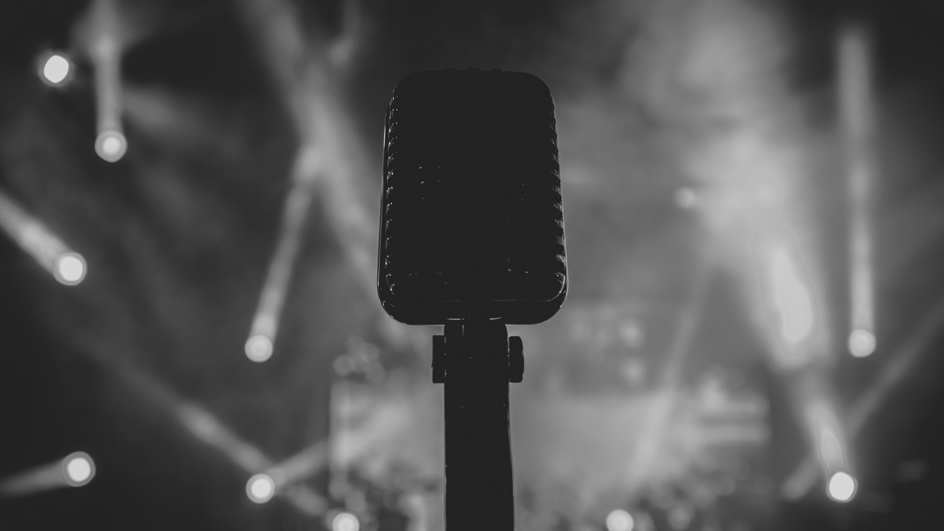 Black and white aesthetic, Audio equipment, Podcasting gear, Stylish microphone, 1920x1080 Full HD Desktop