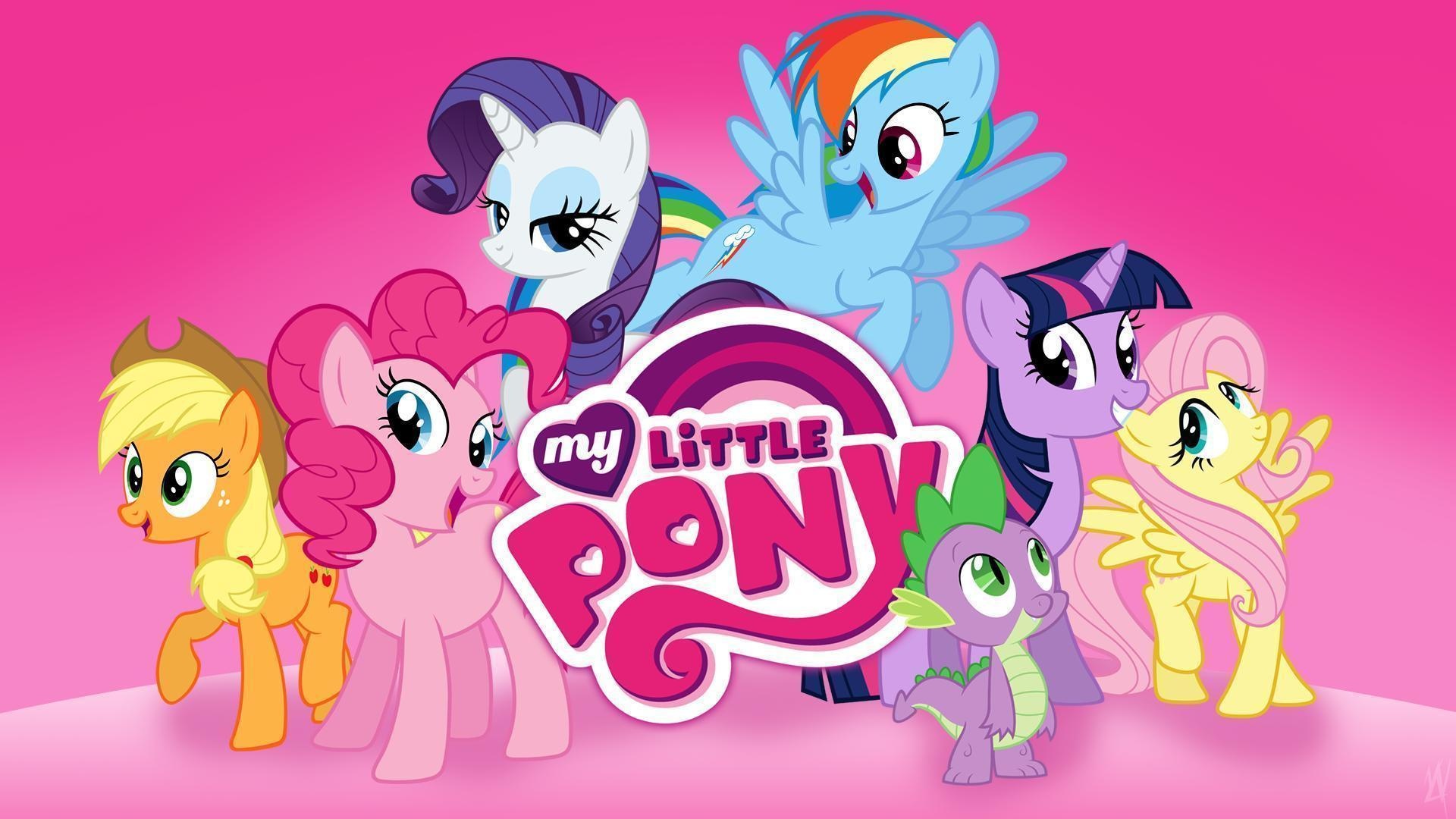 My Little Pony logo, Twilight Sparkle and Spike, Rainbow Dash and Pinkie Pie, Applejack, Rarity, and Fluttershy, Full HD Desktop wallpaper