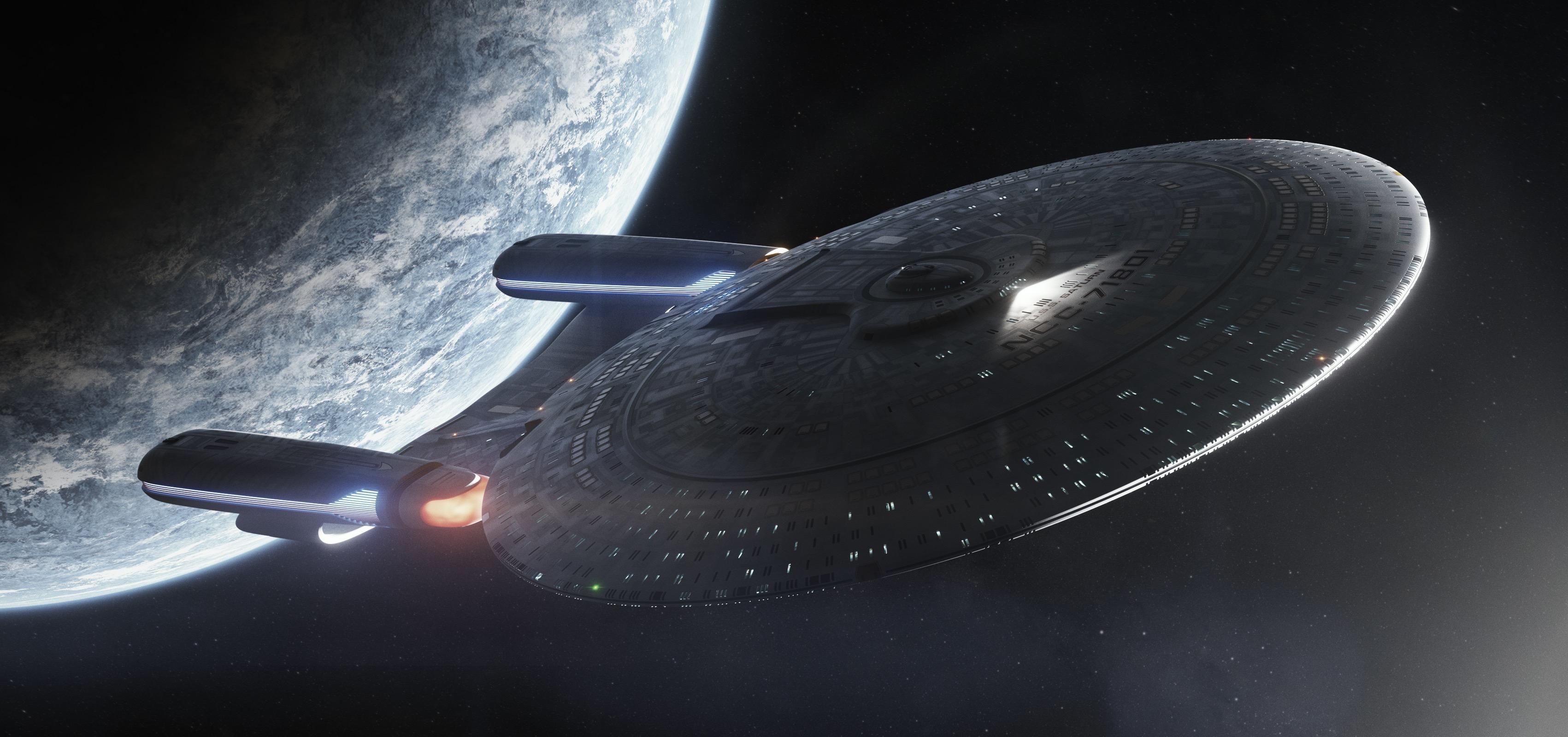 ScrollDrop startrekwallpaper, Starship collection, Epic space battles, Intergalactic journeys, 3410x1600 Dual Screen Desktop