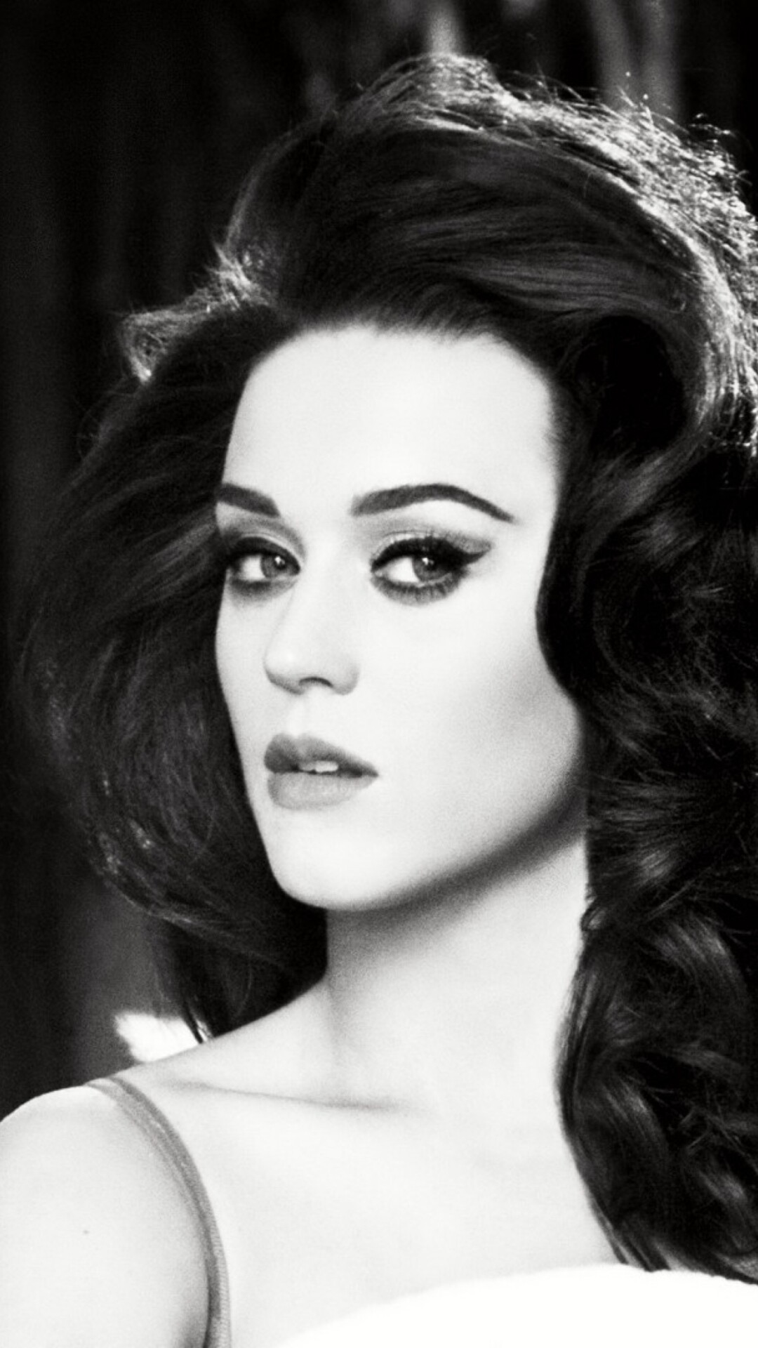 Katy Perry, Black and white wallpaper, iPhone customization, Striking design, 1080x1920 Full HD Phone