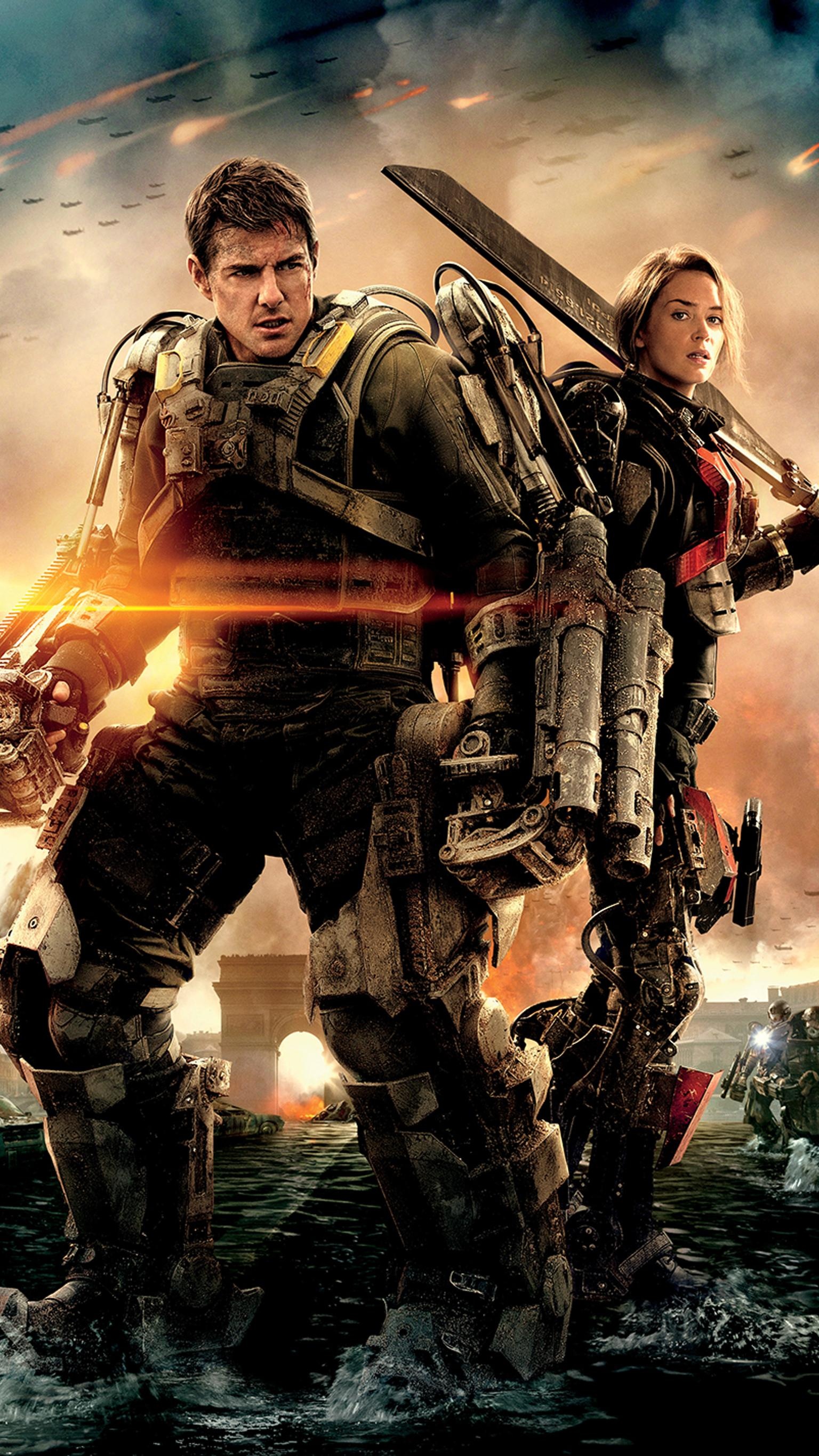 Edge of Tomorrow, Adrenaline-pumping chase scenes, Futuristic weaponry, Emily Blunt's badassery, 1540x2740 HD Phone