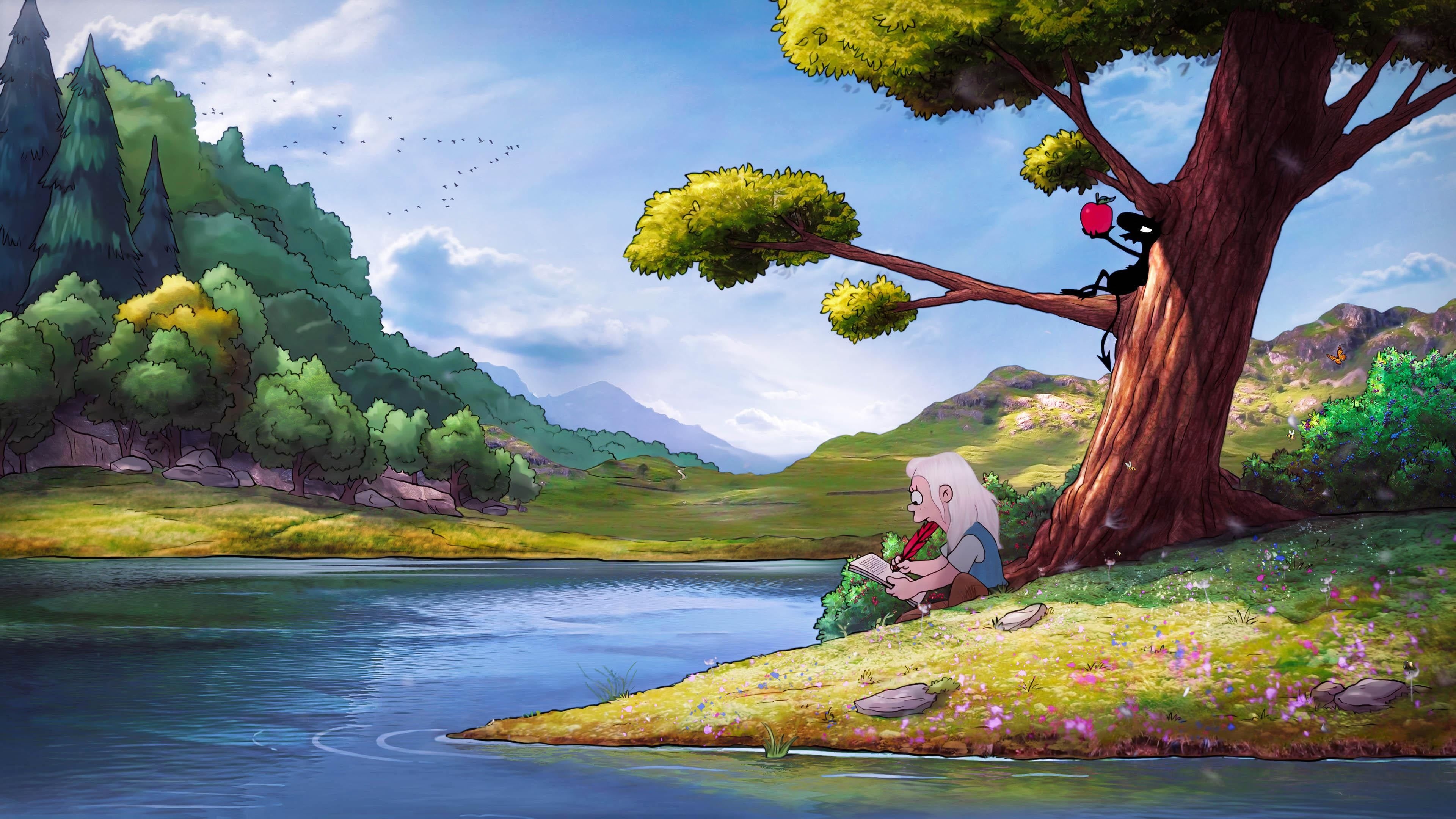 Disenchantment, Luci, Bean, Lake, 3840x2160 4K Desktop