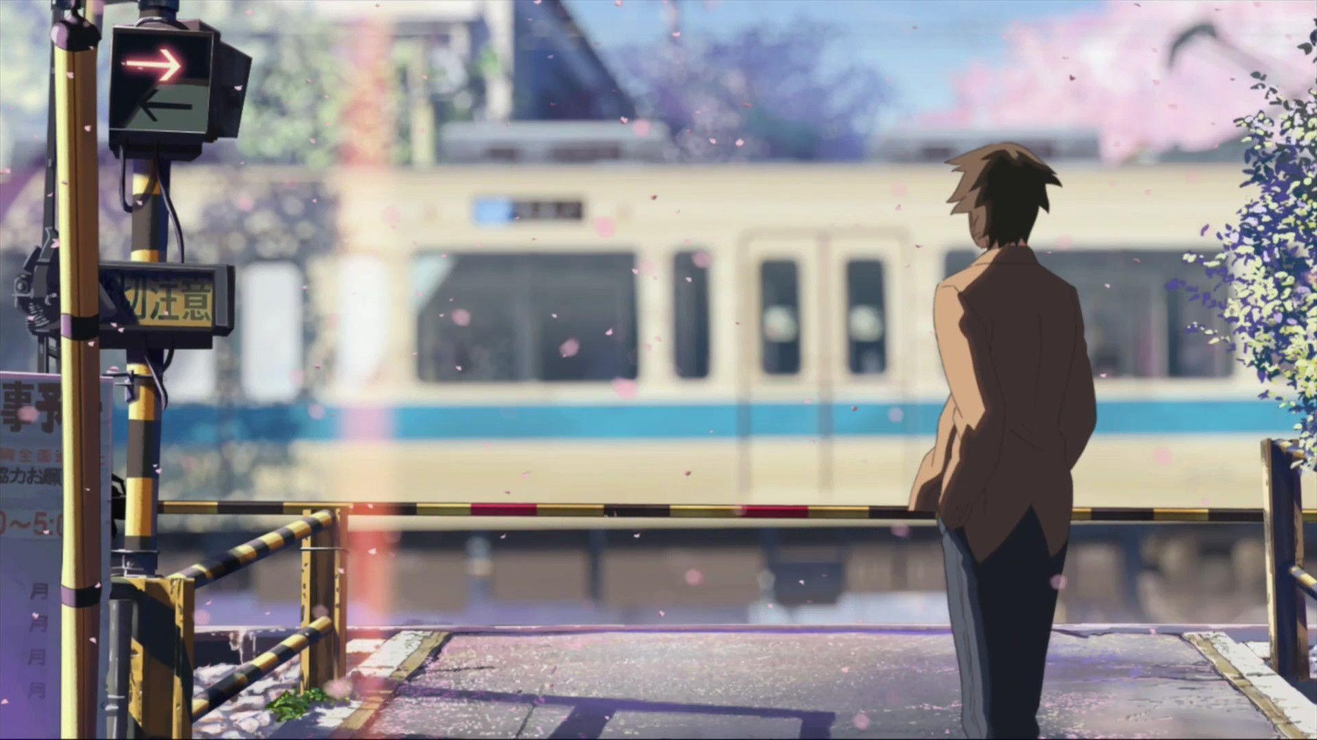 Takaki Tono, Odakyu Line commuter train, Falling cherry blossom petals, Full HD Desktop wallpaper
