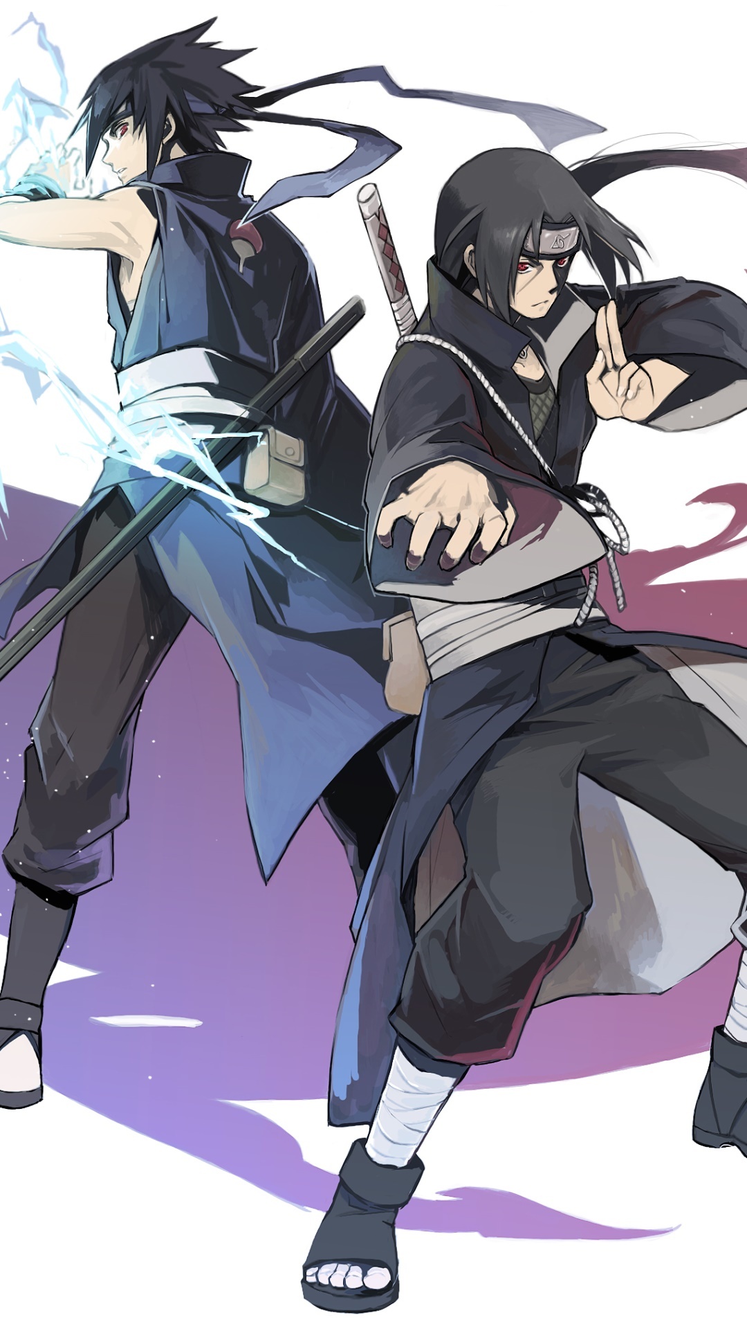 Sasuke Uchiha, Itachi Uchiha, Chidori lightning, Full HD Phone wallpaper