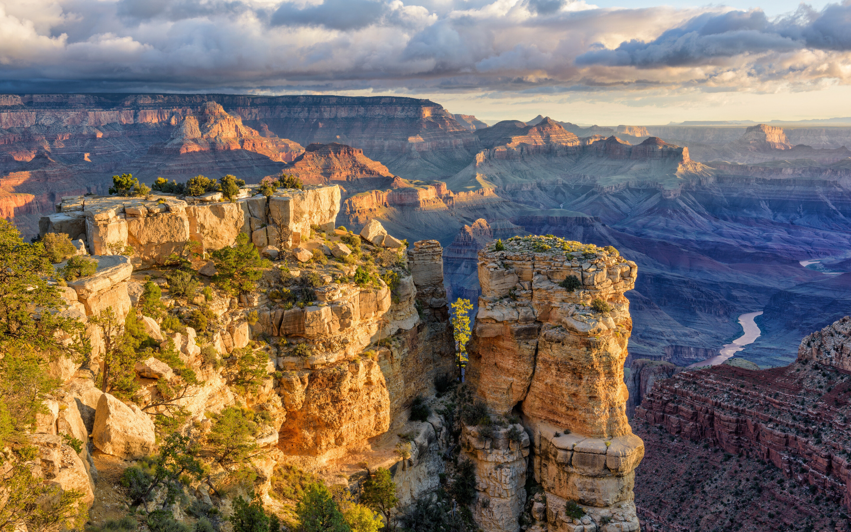 Grand Canyon evening sunset, Arizona, USA, Mountain landscape, 2880x1800 HD Desktop