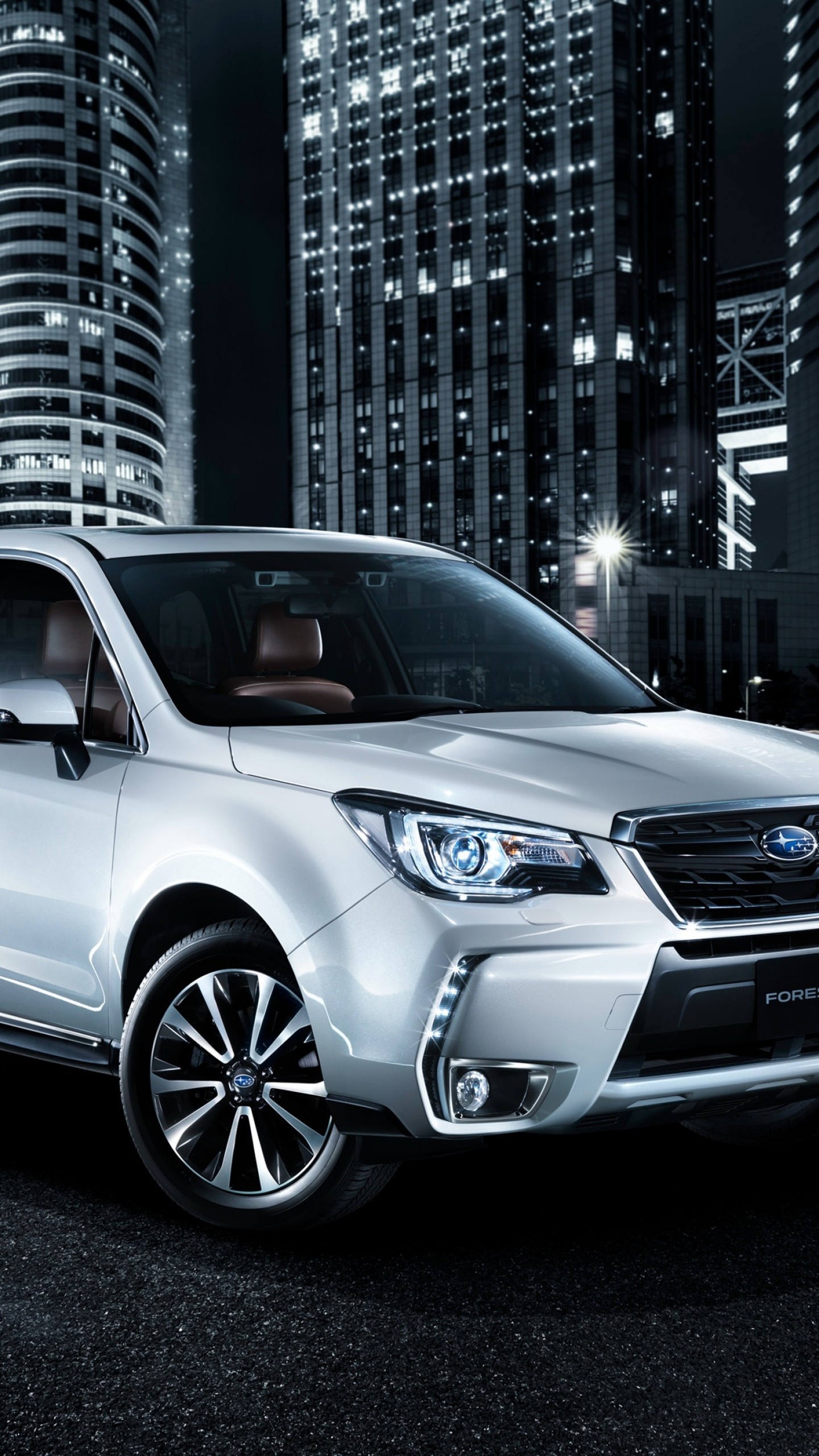 Subaru Forester, Nighttime beauty, Car and bike combo, Striking wallpaper, 1440x2560 HD Phone