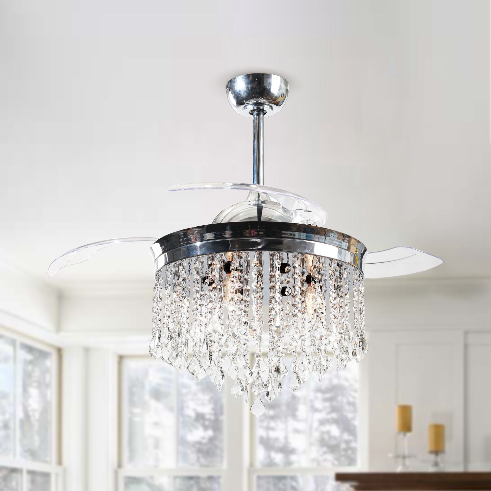 Matrix decor fandelier, Chrome indoor chandelier, Light remote, 3 blade, 2000x2000 HD Phone