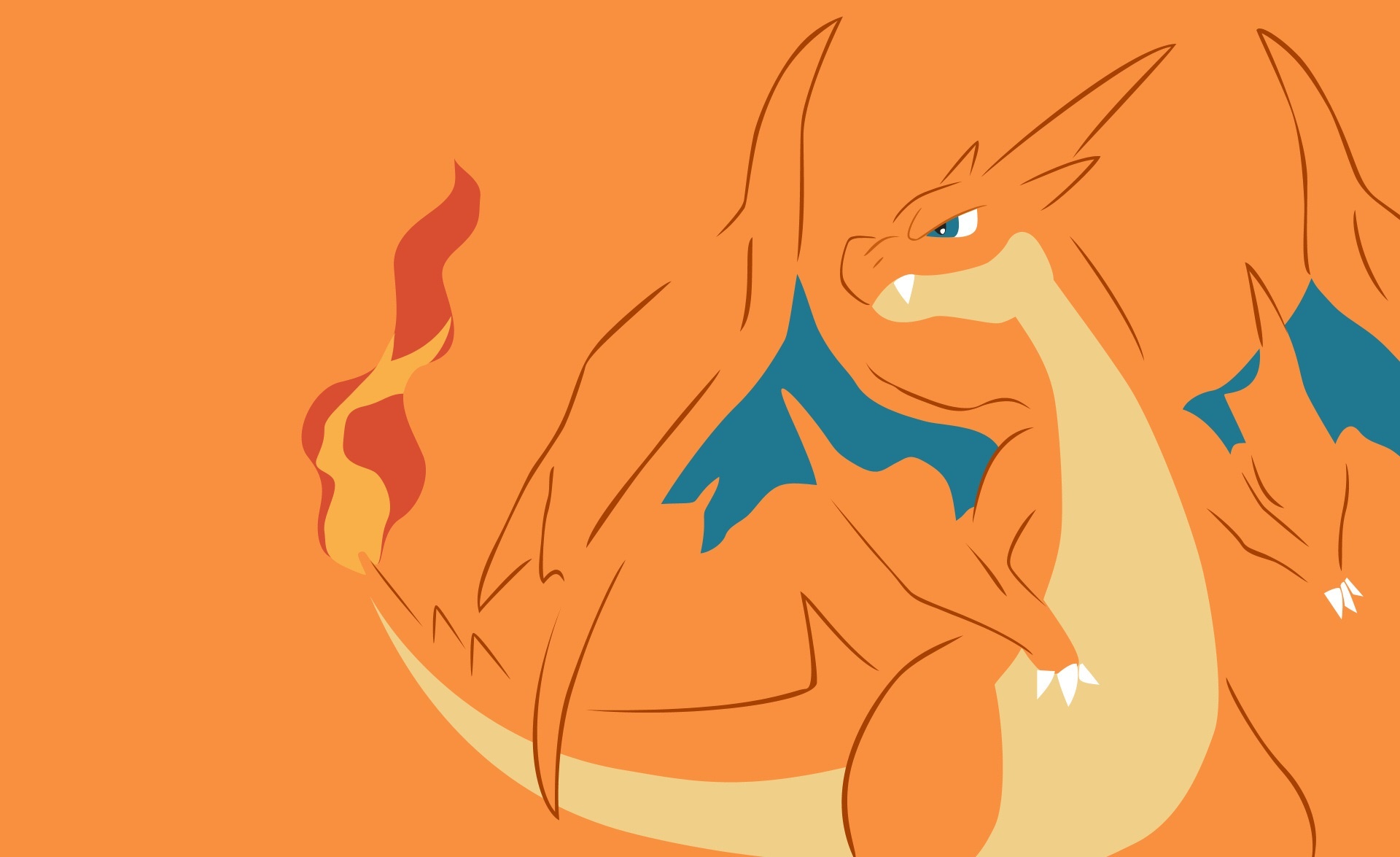 Charizard, Flaming tail tip, Orange vector illustration, HD Desktop wallpaper
