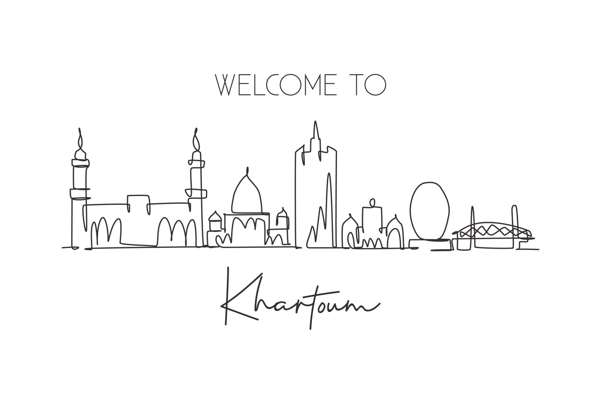 Khartoum, Sudan skyline, Landmark wall decor, Travel illustration, 1920x1280 HD Desktop