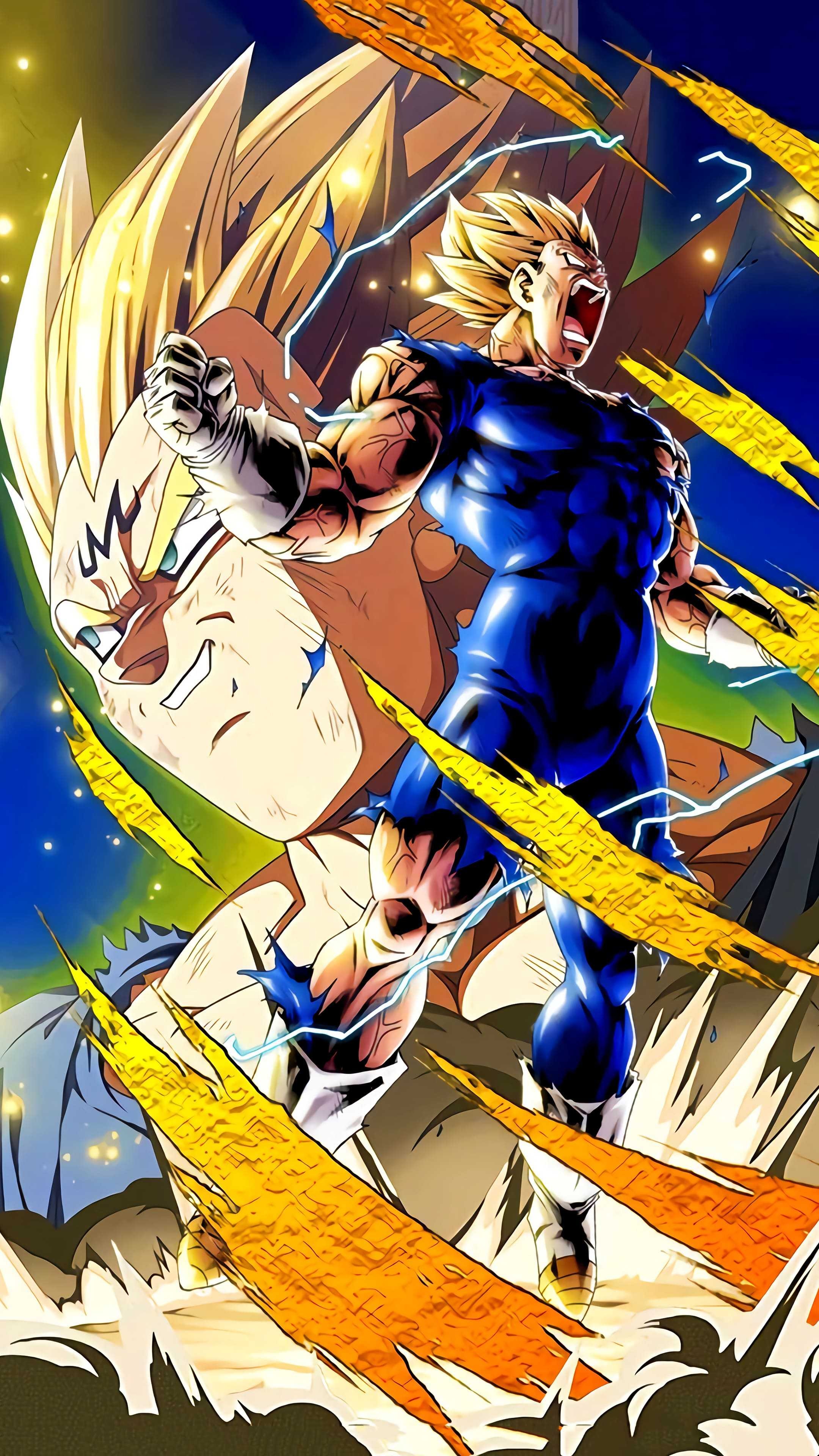 Majin Vegeta, Fiery transformation, Anime intensity, Power unleashed, 2160x3840 4K Phone