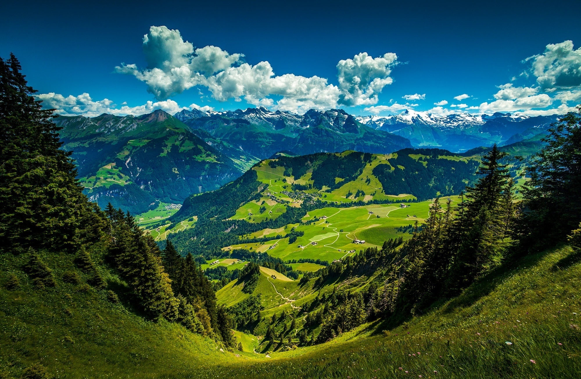 Swiss Alps, Green Hills Wallpaper, 2000x1310 HD Desktop