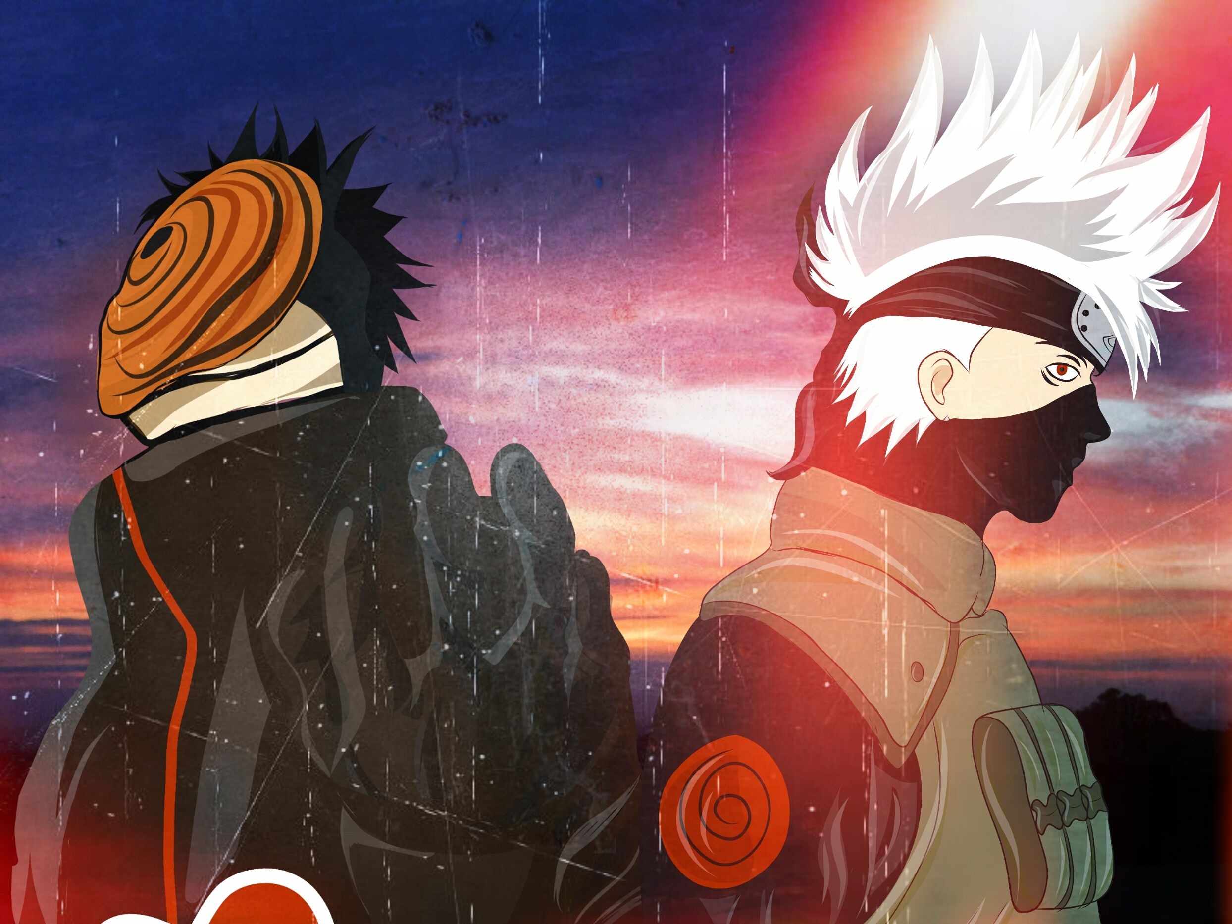 Obito Uchiha orange spiral mask, Kakashi Hatake profile, Naruto Shippuden, HD Desktop wallpaper