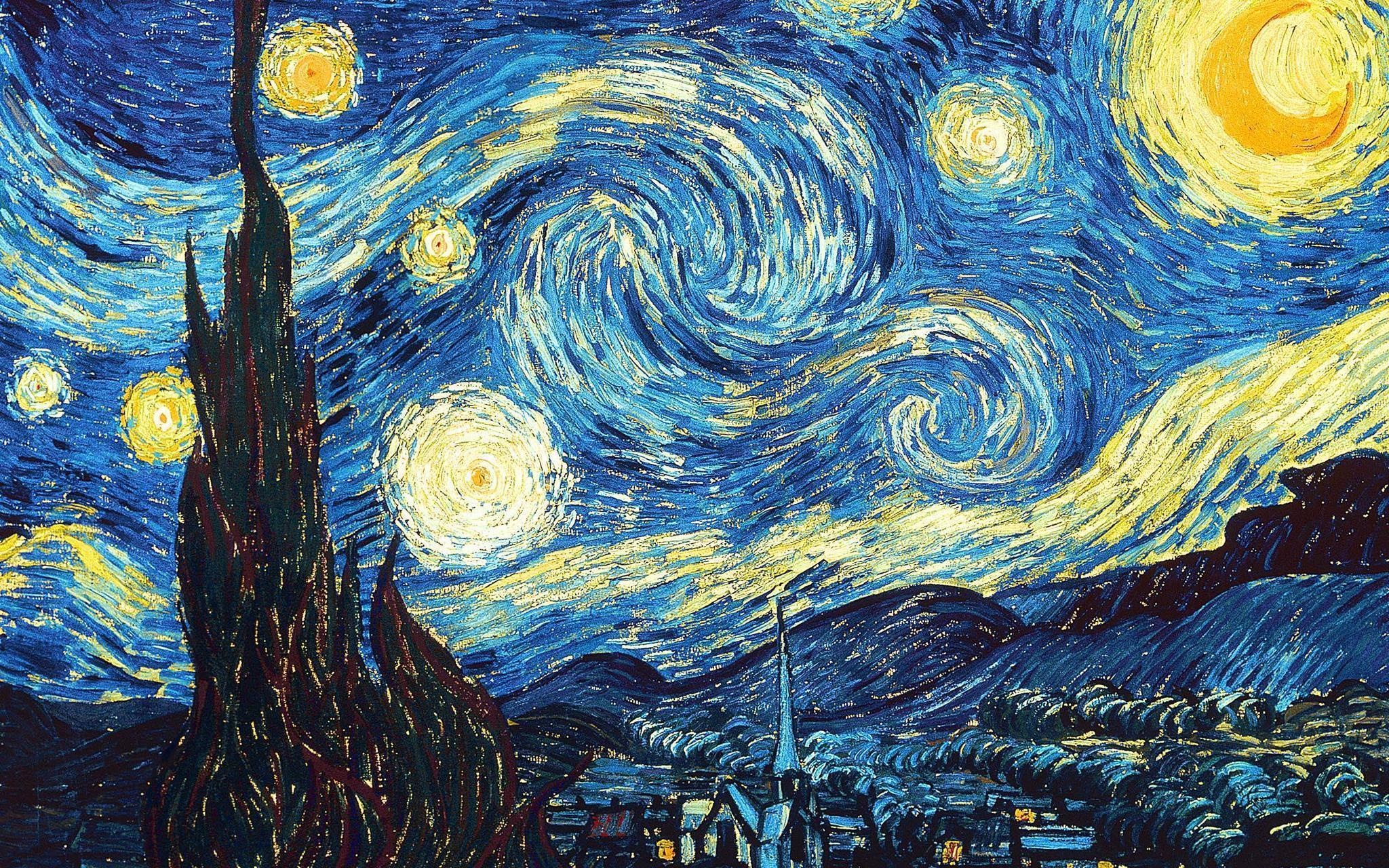 Starry Night, Impressionists Wallpaper, 2050x1280 HD Desktop