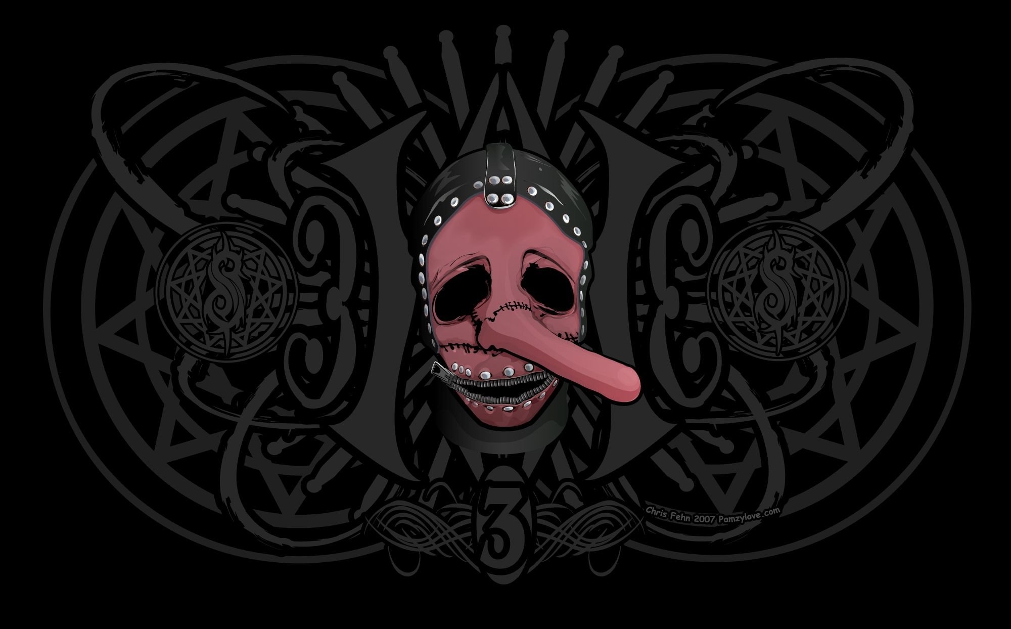 Chris Fehn mask, Slipknot tribal logo, Chris Fehn 2007, HD Desktop wallpaper