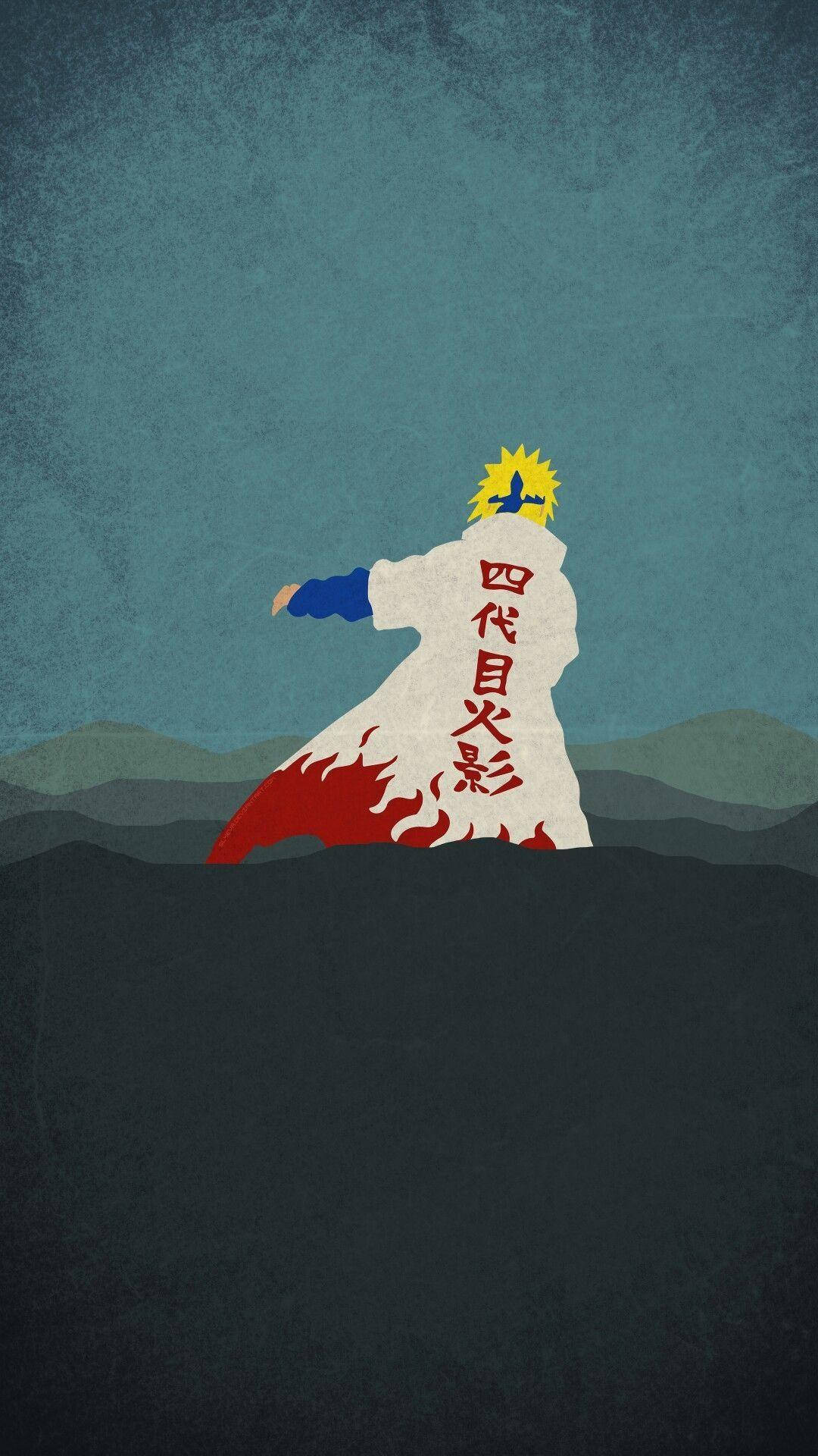 Minato Namikaze, Fourth Hokage cloak, minimalist mountain silhouette, Full HD Phone wallpaper