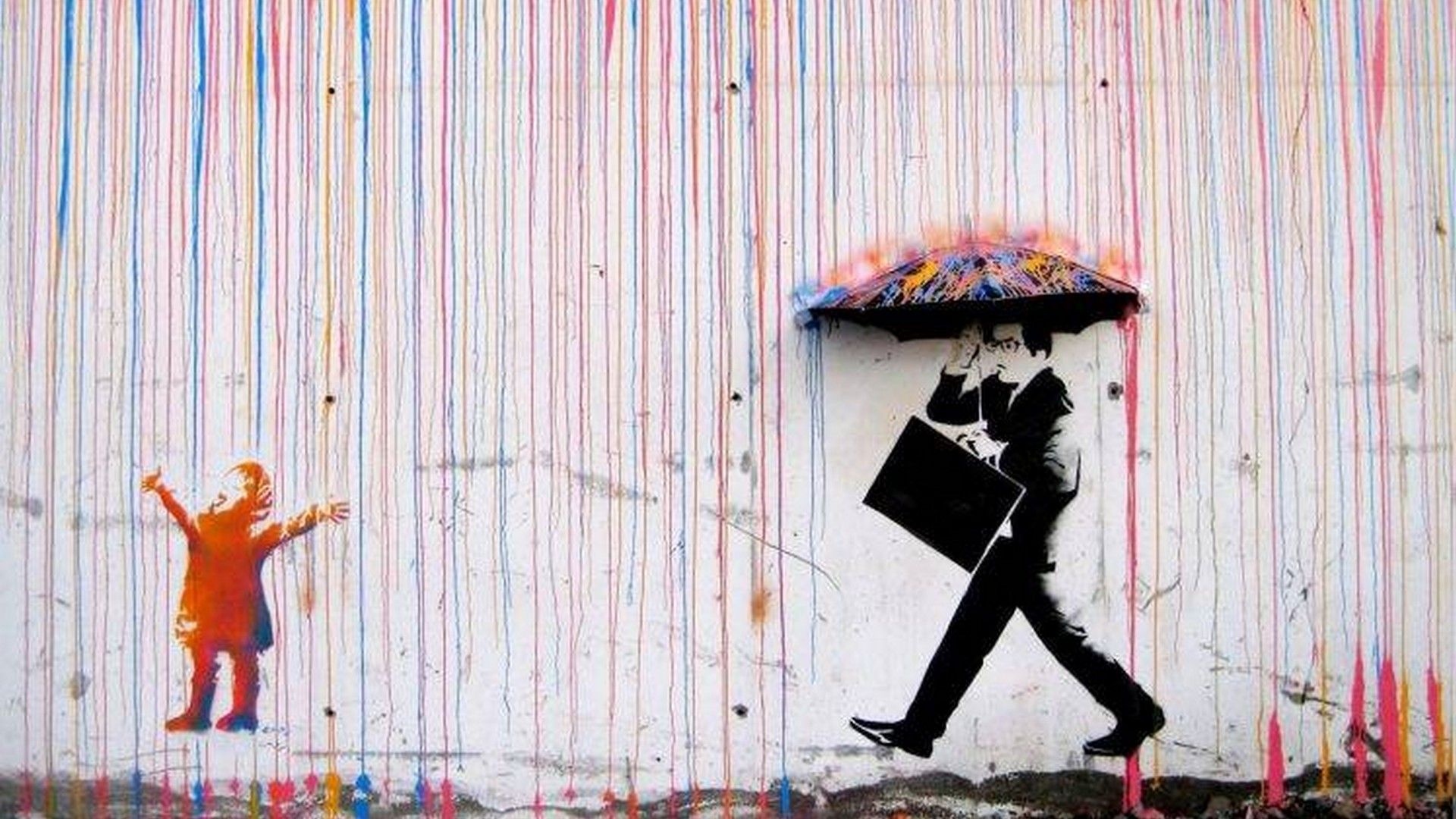 Colored Rain, Banksy Wallpaper, 1920x1080 Full HD Desktop