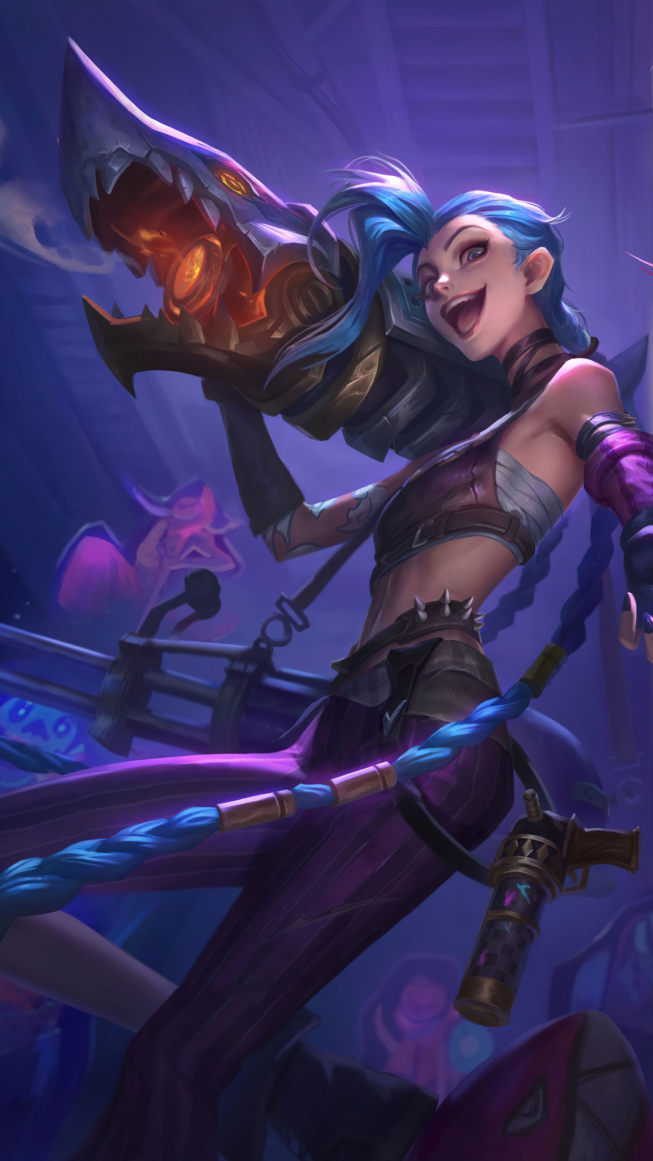 Jinx, League of Legends, 4K HD wallpapers, Artistic backgrounds, 2160x3840 4K Phone