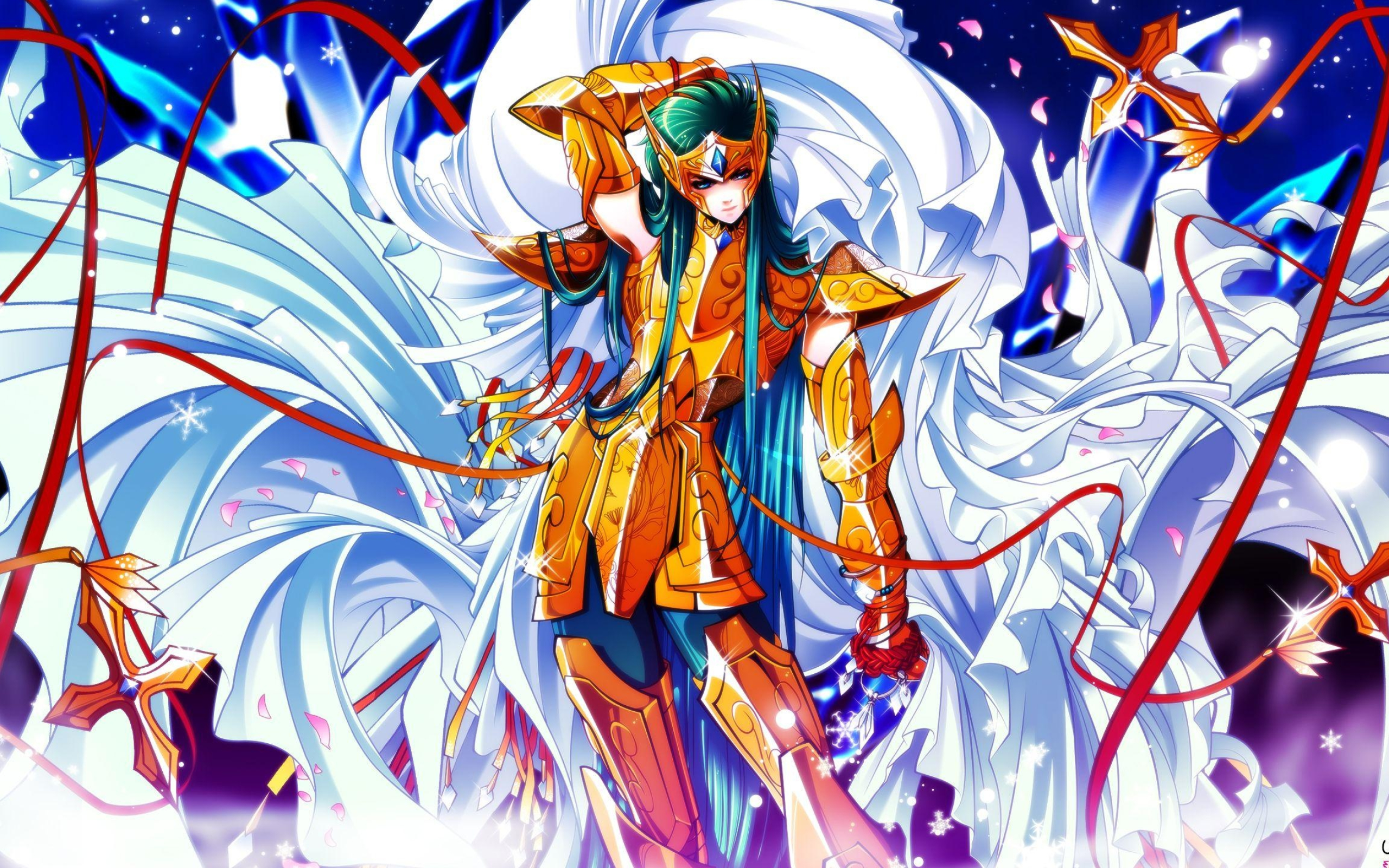 Aquarius Camus, Aquarius Gold Cloth, flowing white cape, HD Desktop wallpaper