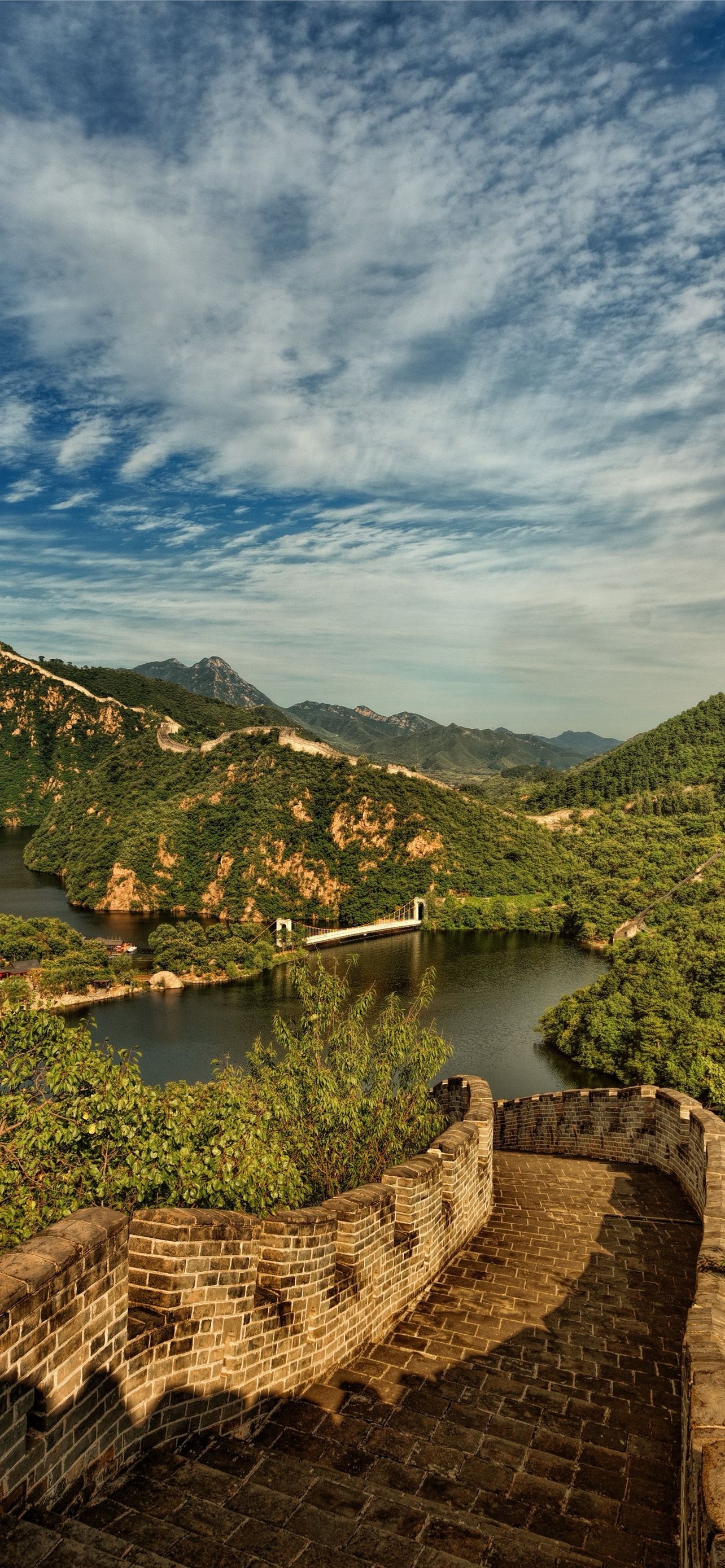 Great Wall of China, Lake mountains, Landscape, 1290x2780 HD Phone