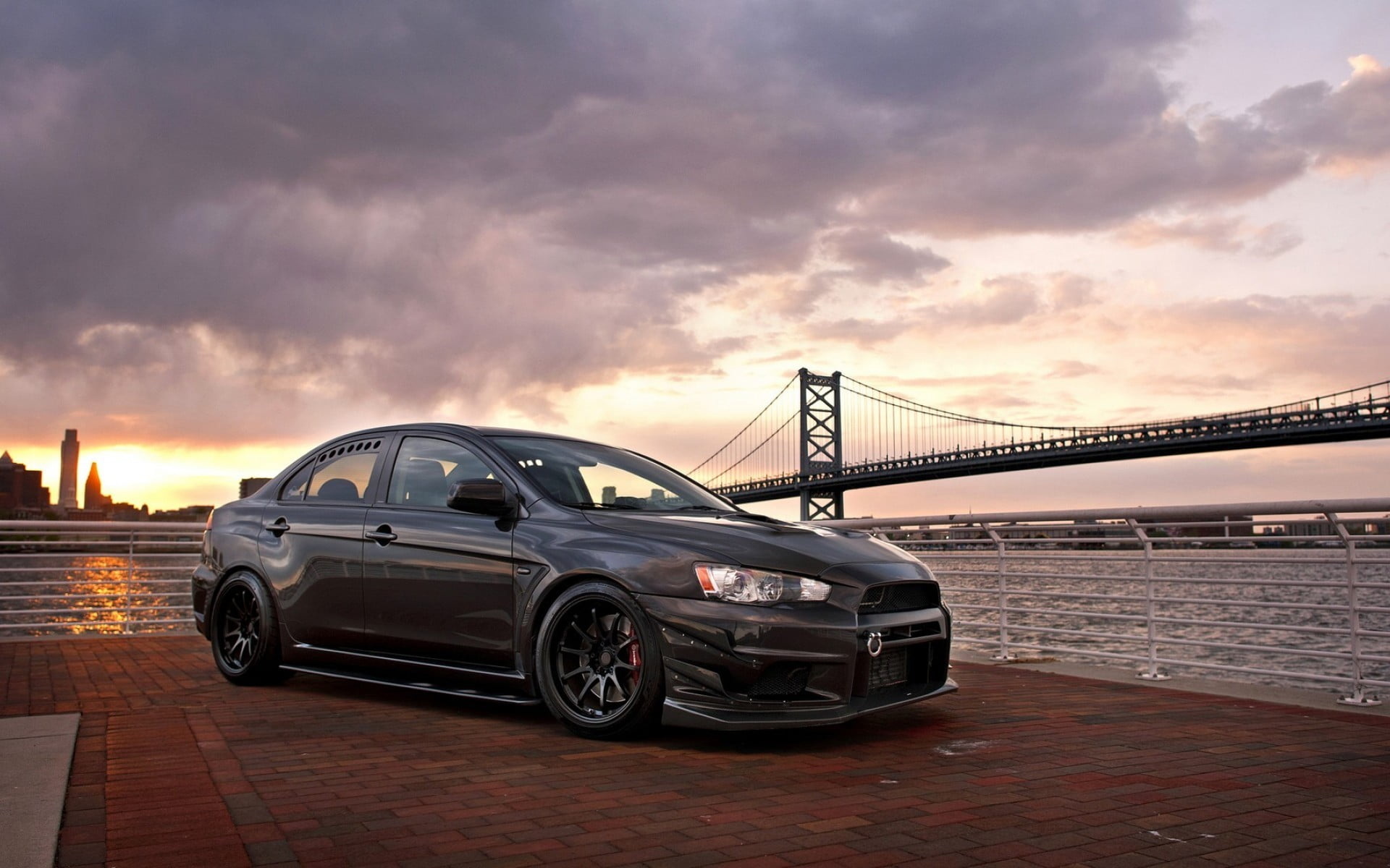 Mitsubishi Lancer (Auto), Gray sedan, Mitsubishi Lancer Evo, Stance HD wallpaper, 1920x1200 HD Desktop