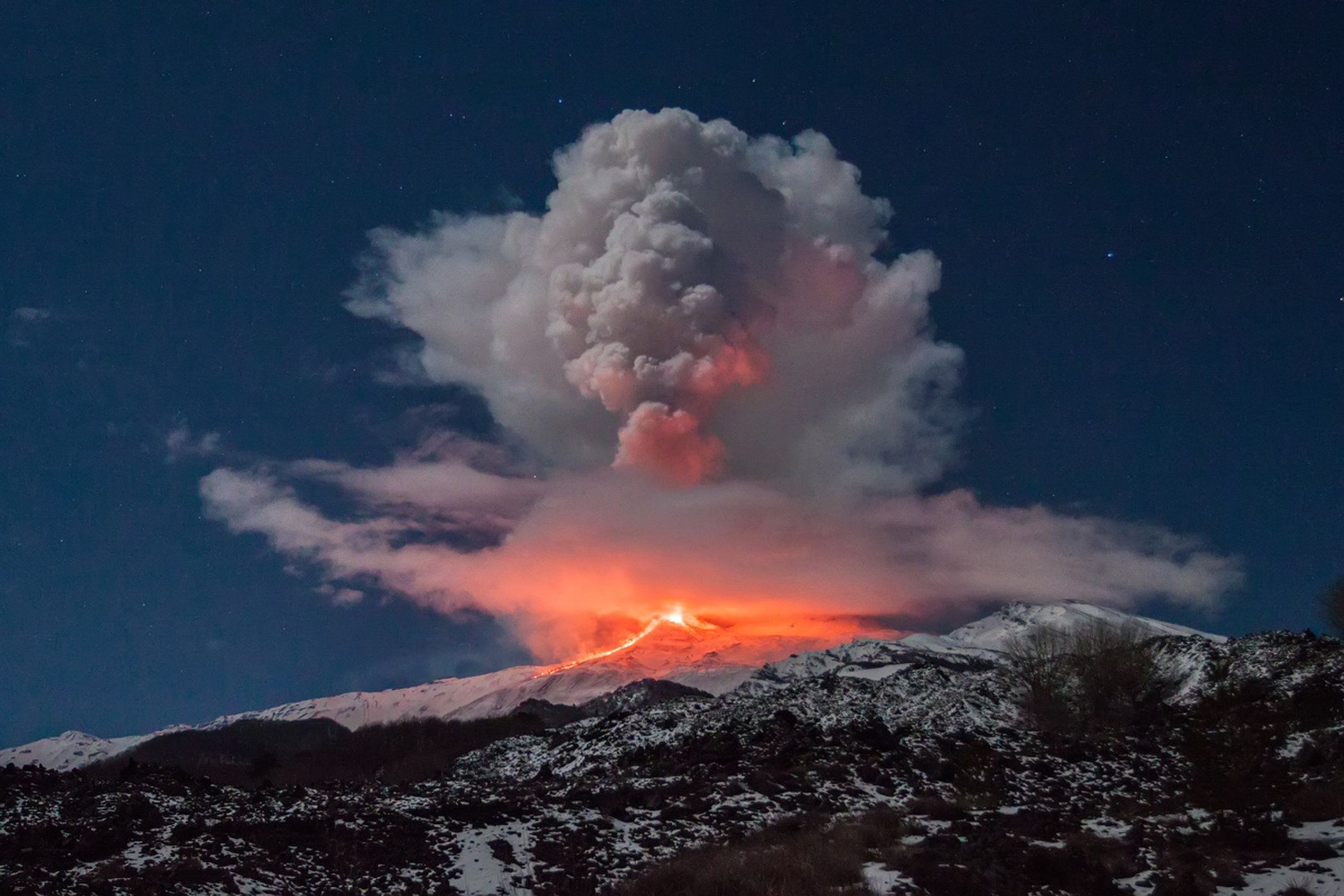 Etna Volcano, Largest active volcano, Europe, Eruption, 2100x1400 HD Desktop