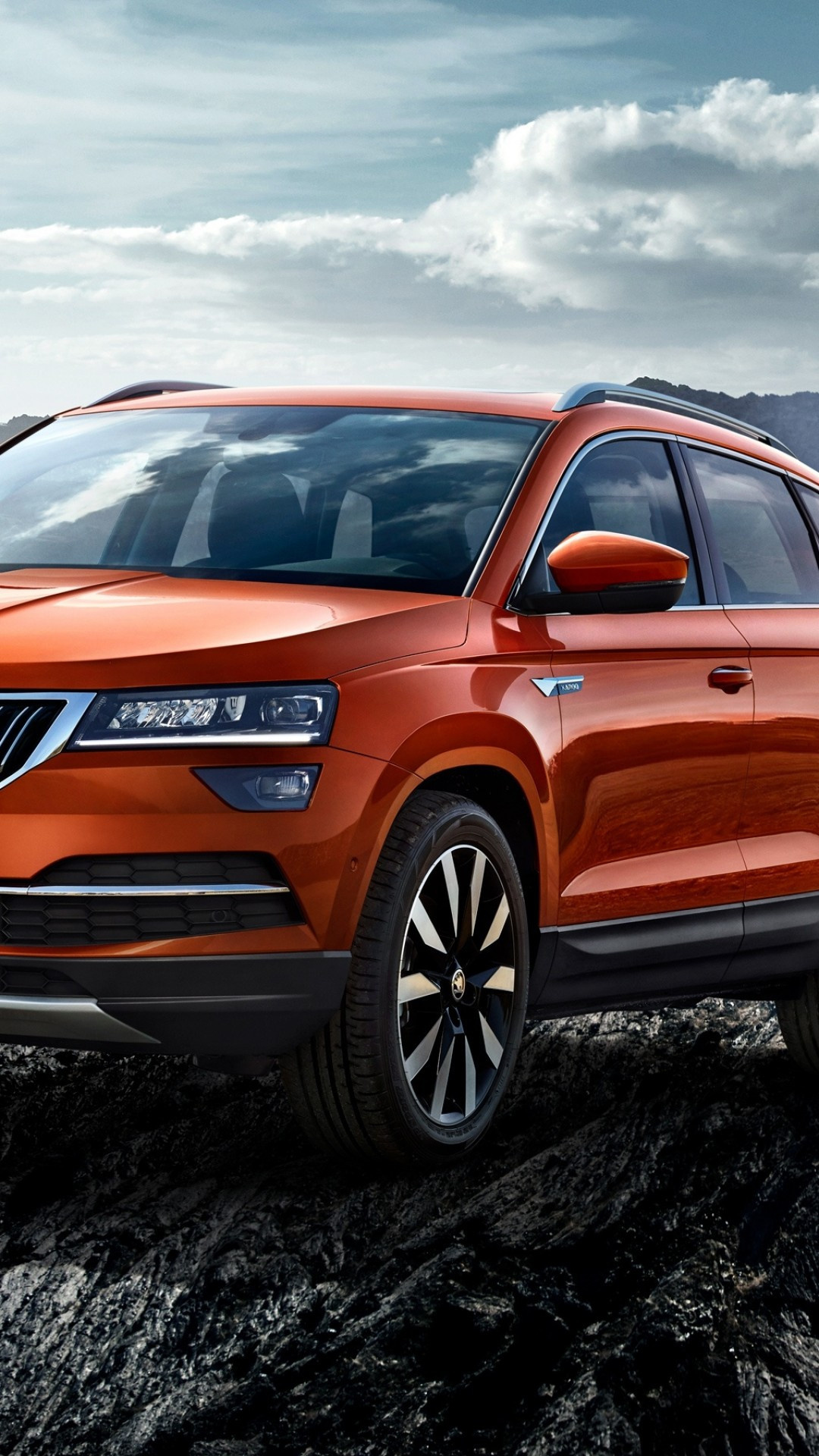 Skoda Karoq orange SUV, Vibrant and eye-catching, Stylish and modern, High-end features, 1080x1920 Full HD Phone