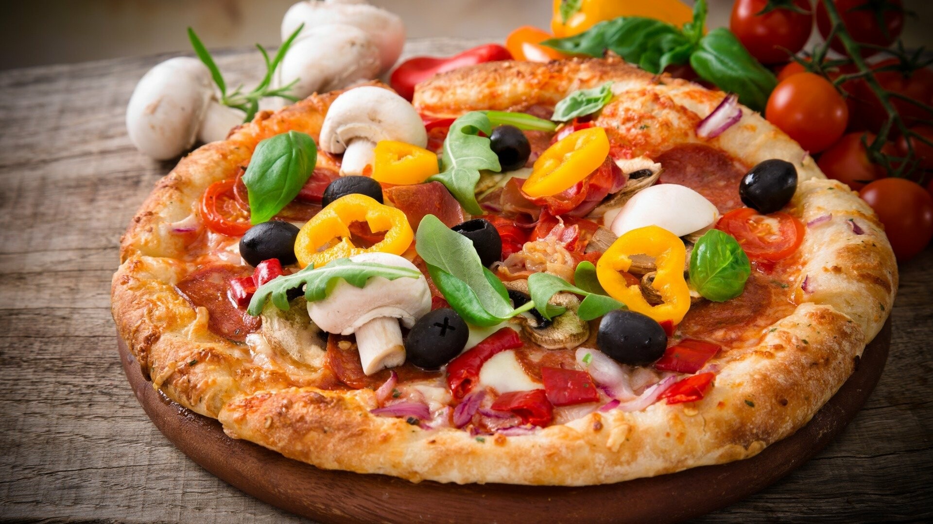 Delicious pizza, Appetizing slice, Irresistible cheesy goodness, Food lover's delight, 1920x1080 Full HD Desktop