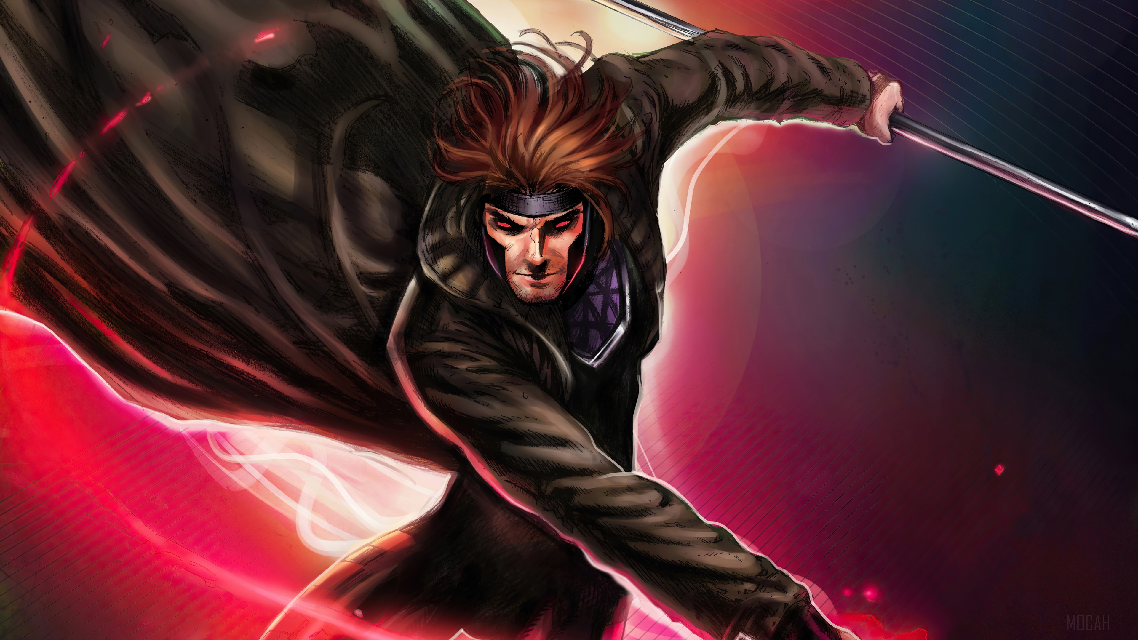 Gambit, Marvel Comics, Comic book wallpapers, Exciting superhero, 3840x2160 4K Desktop