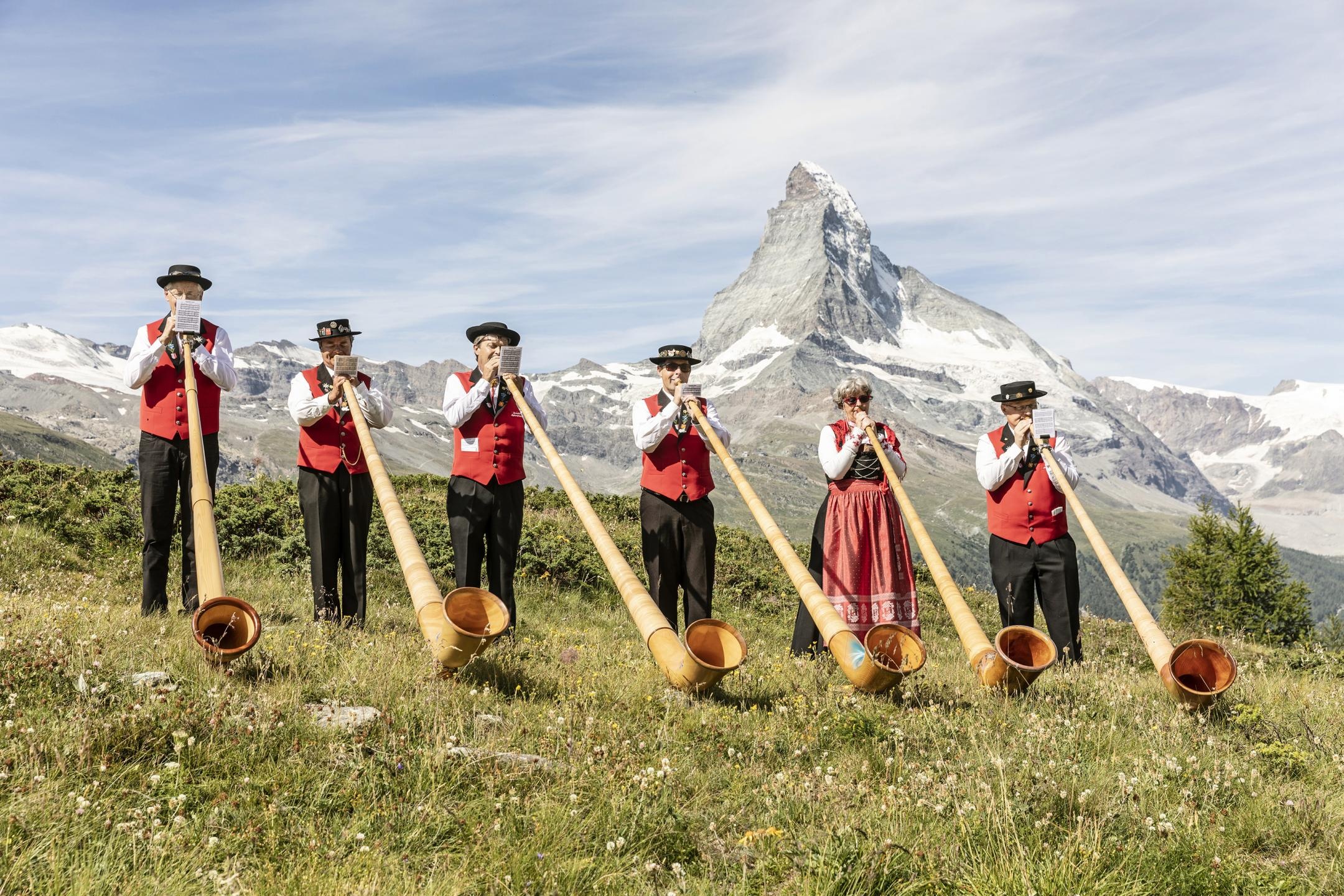 Valais celebrates, Switzerland Valais, Alphorn experience, Swiss customs, 2160x1440 HD Desktop