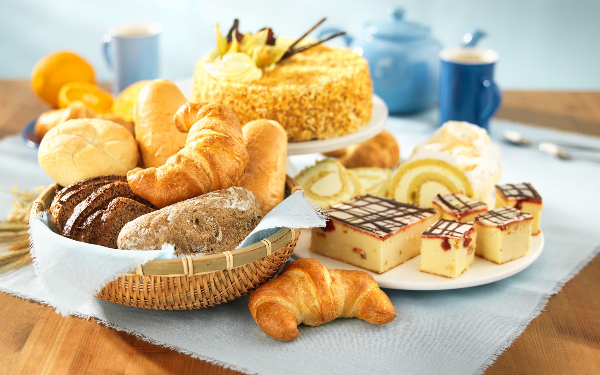 Croissants and cake, Pastry heaven, Baked goodness, Tempting dessert, 1920x1200 HD Desktop